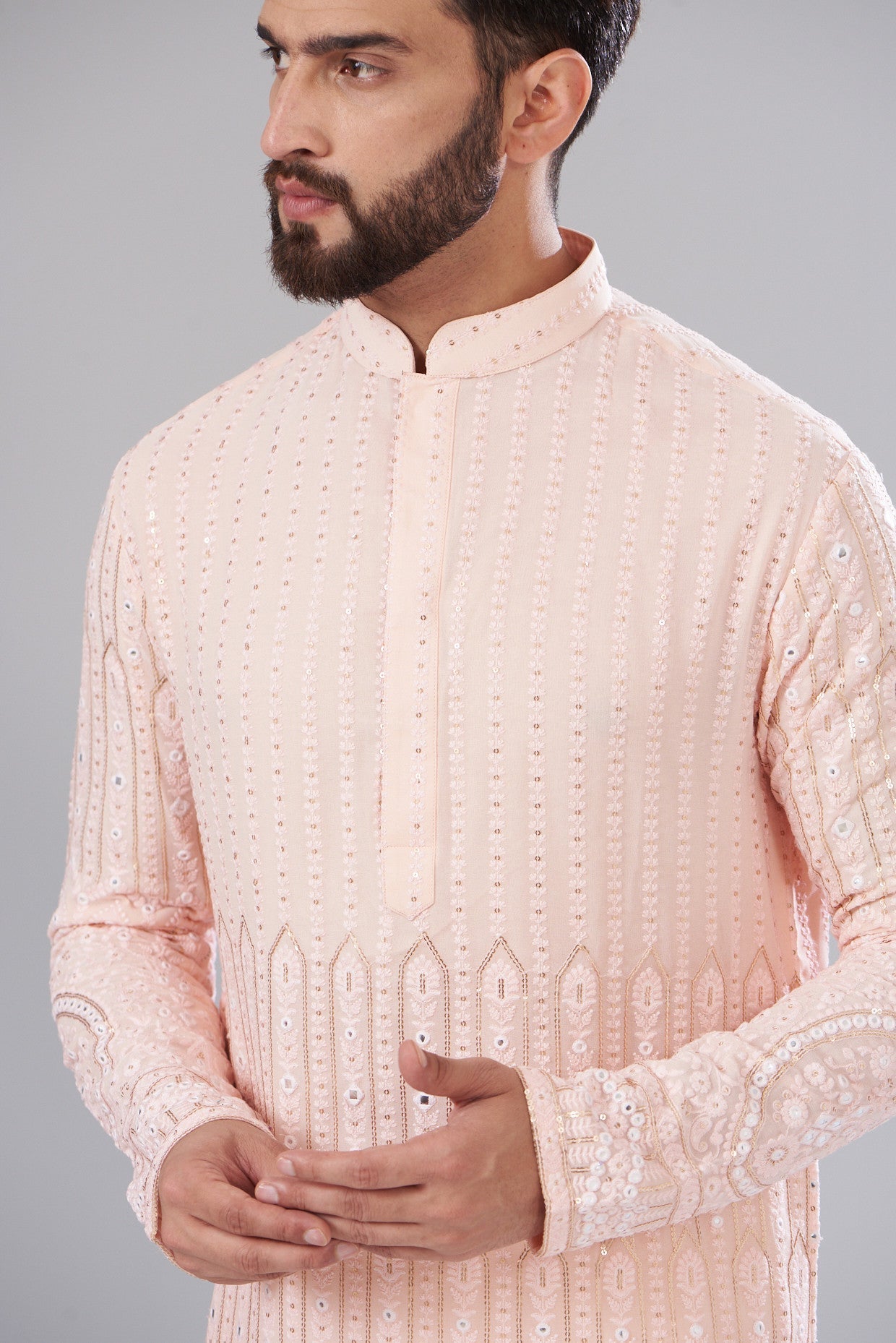 Elegant Powder Pink Chikankari Kurta for Women - Handcrafted Traditional Indian Embroidered Tunic - Perfect for Festivals, Weddings & Casual Wear