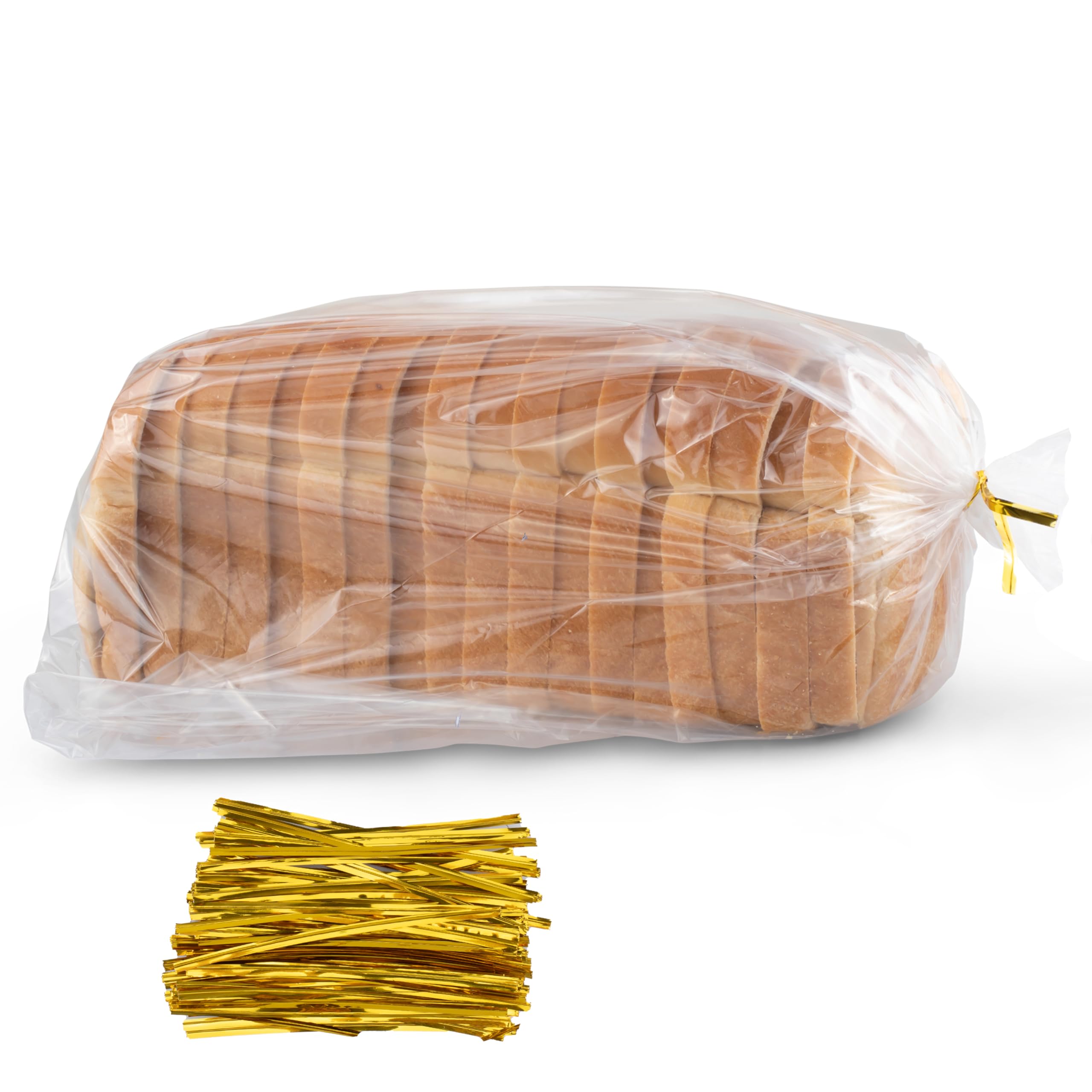 Reusable Bread Bags with Ties - 200 Clear Plastic Bags & 200 Adjustable Ties for Homemade Bread, Bakery Loaves, Cookies & Pastries | Perfect for Home Bakers, Small Bakeries & Food Storage