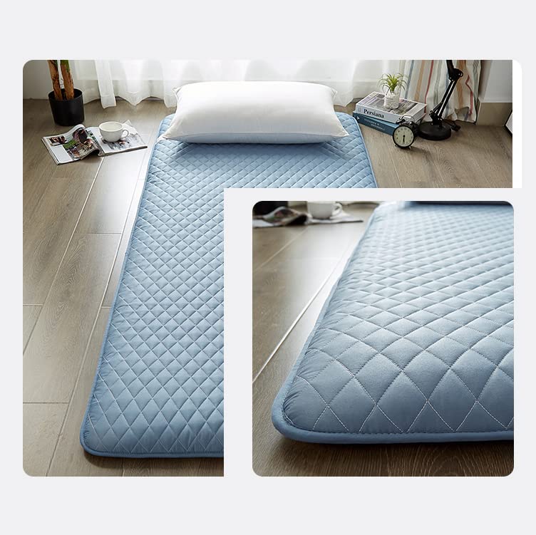 ZYFAB Japanese Floor Mattress - Thick Tatami Futon Sleeping Pad, Foldable Roll Up Mattress for Adults & Kids - Blue (71