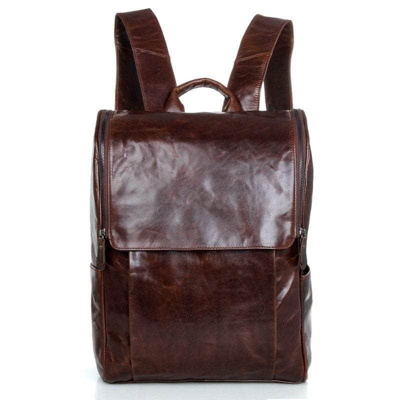 Nesitu Vintage Unisex Genuine Leather Backpack - 14 Inch Laptop Bag for Women & Men - Perfect for Work, Travel & School