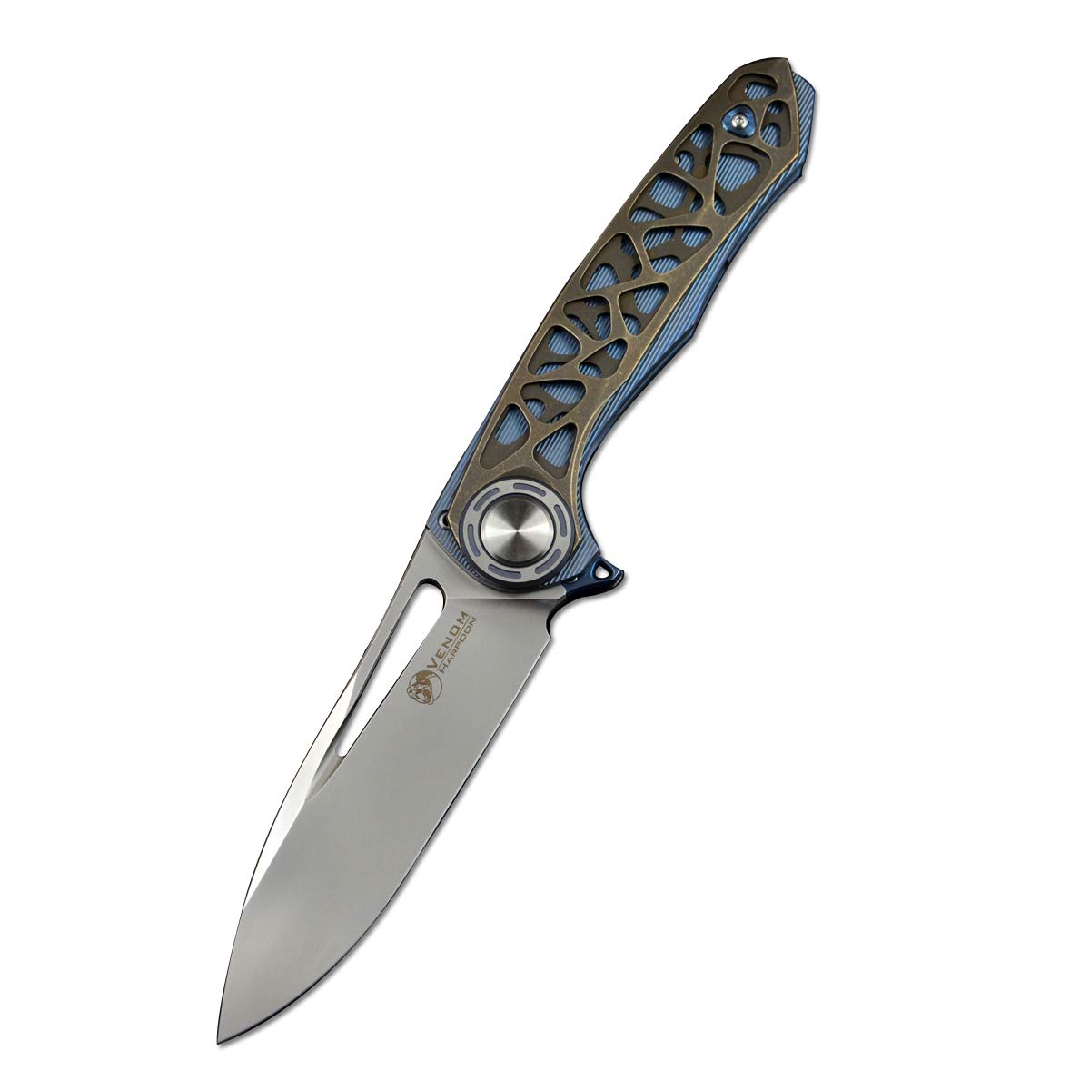 Kevin John Harpoon Folding Pocket Knife - M390 Steel Blade, Titanium Alloy Handle with Disassembly Pivot Screws - EDC, Camping, Hunting & Outdoor Survival Gear