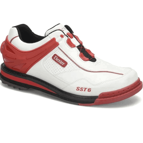 Dexter Men's SST 6 Hybrid BOA Bowling Shoes - Right Hand Wide Fit - White/Red - Perfect for League Play & Tournament Performance