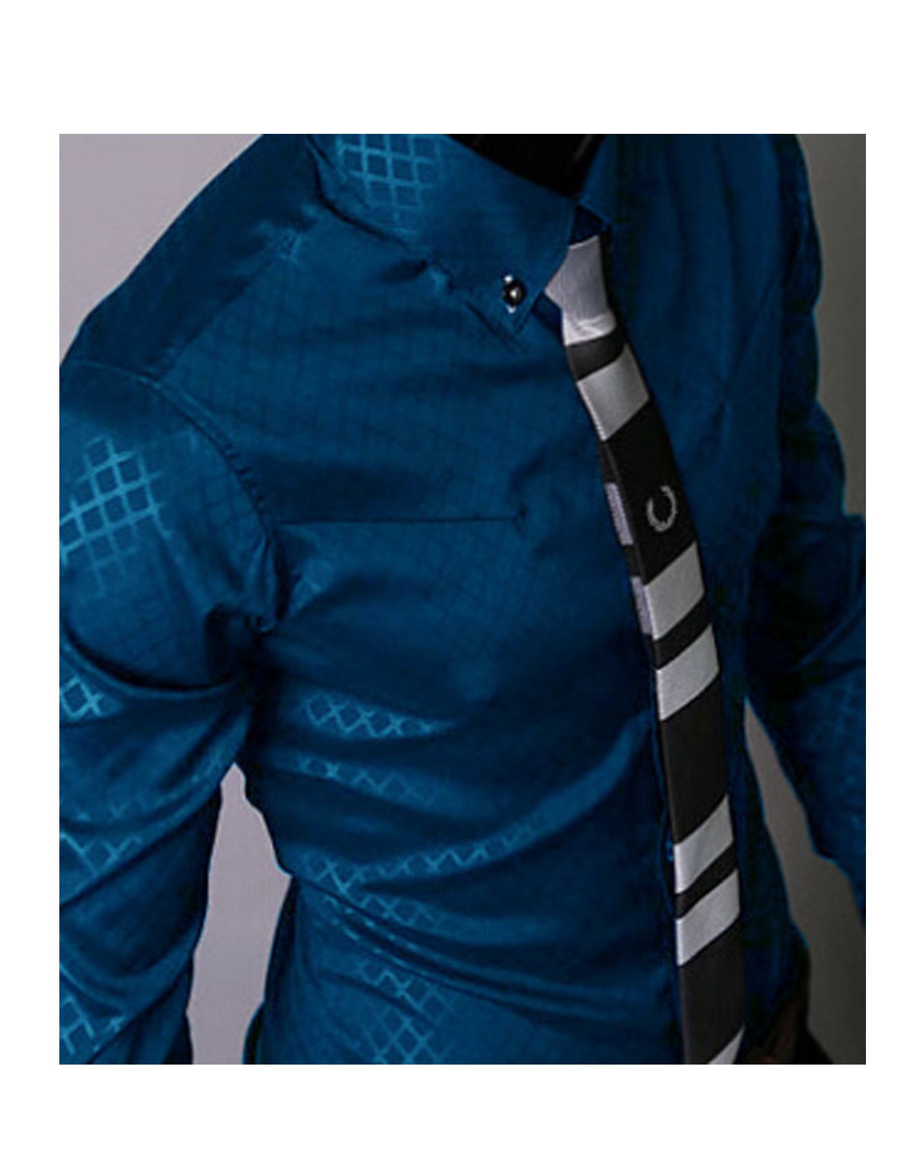 Premium Men's Dress Shirt - Slim Fit Grid Pattern Casual Button Down Shirt for Office, Business & Formal Occasions