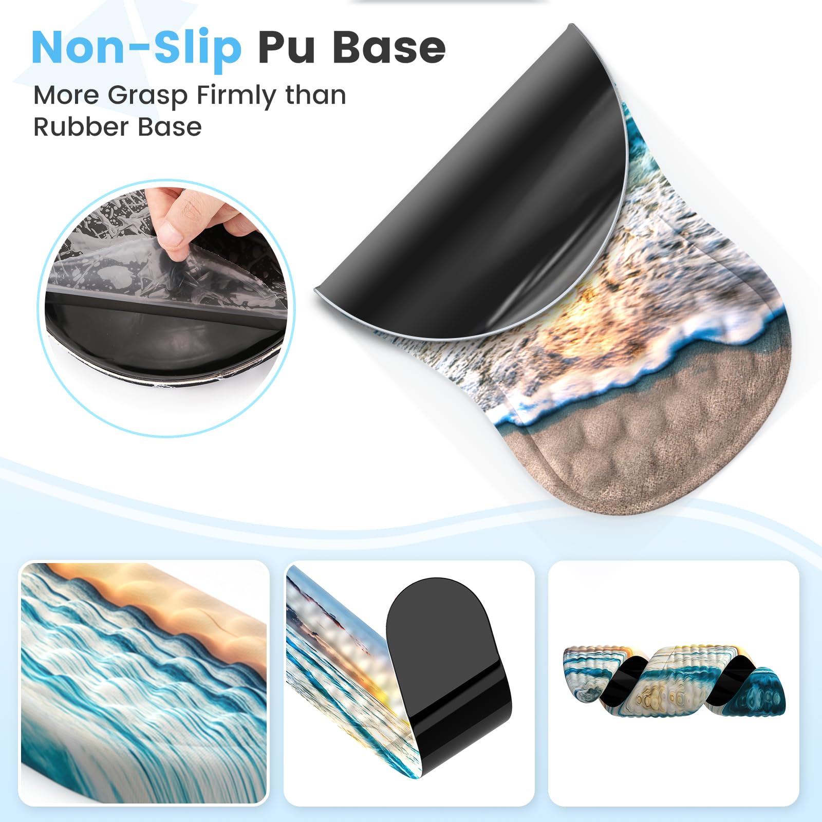 Ergonomic Mouse Pad with Wrist Rest - Comfortable Keyboard Wrist Support Pad Set for Office, Laptop & Computer - Reduce Wrist Pain for Long Hours Typing & Gaming (Beach Design)