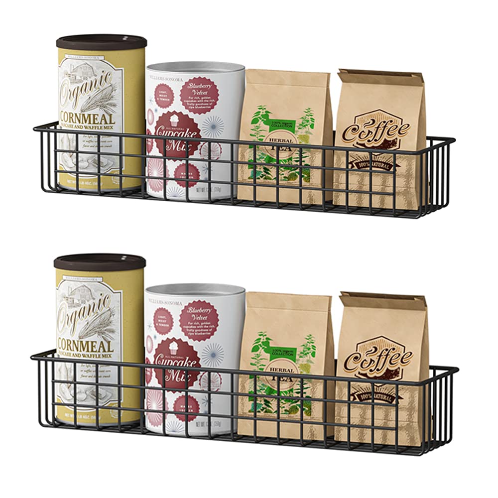 2-Pack Magnetic Storage Baskets for Refrigerator - Strong Magnetic Spice Rack & Fridge Organizer - Perfect for Kitchen, Pantry & Bathroom Organization (Holds Spices, Snacks, Beauty Products)