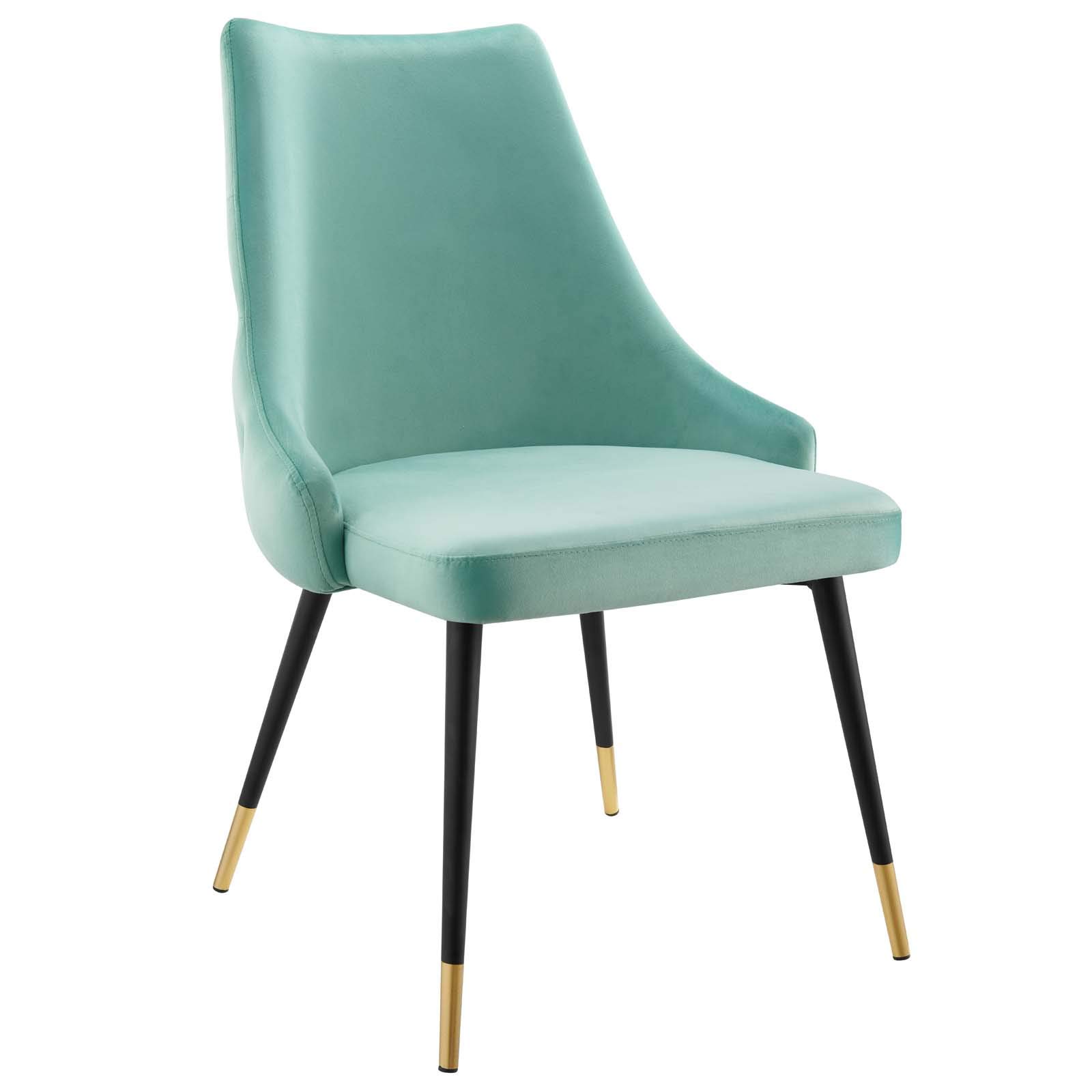 Modway Adorn Tufted Performance Velvet Dining Chairs - Set of 2 Mint Green Accent Side Chairs for Living Room, Bedroom & Dining Area