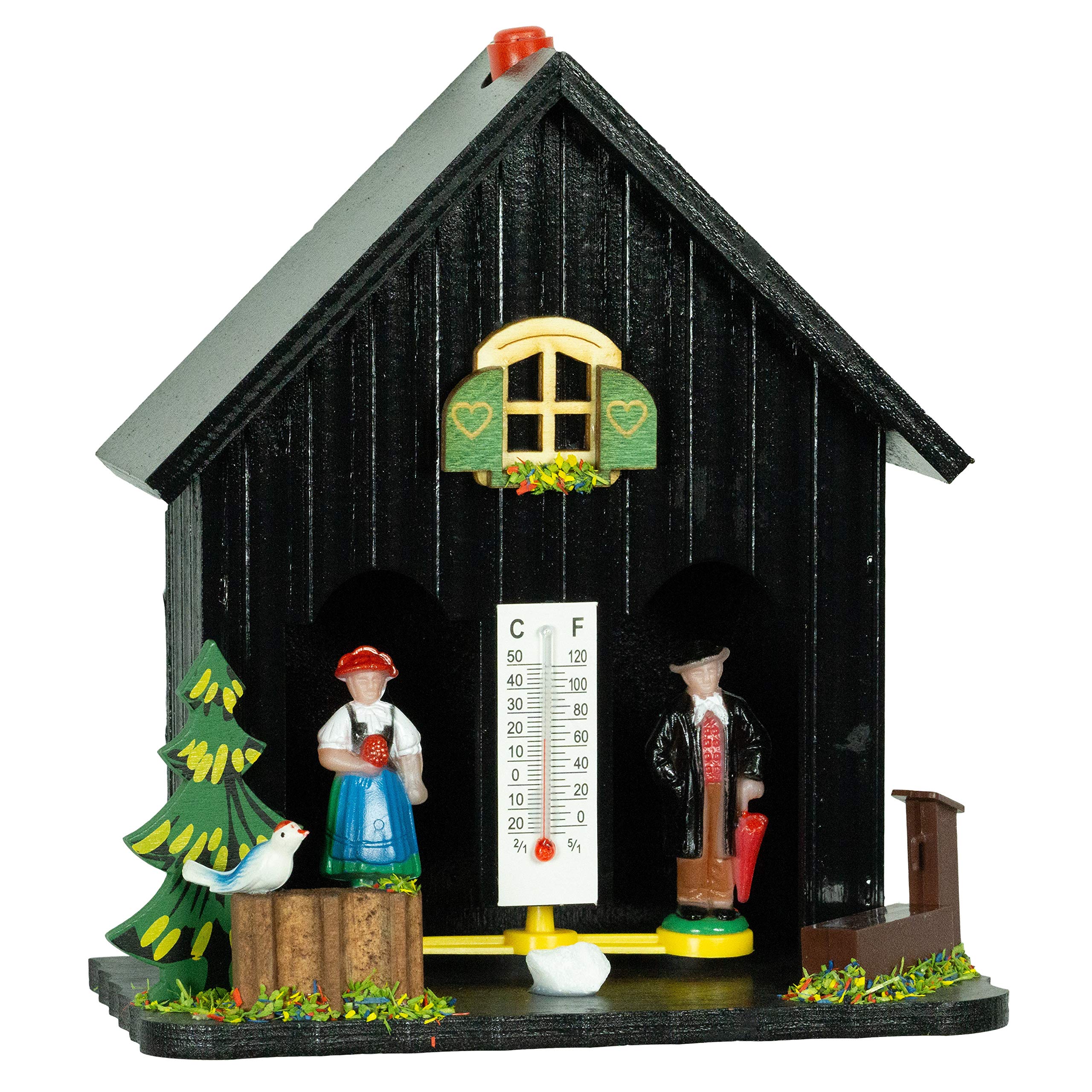 Authentic German Black Forest Weather House - Handcrafted Wooden Hygrometer for Home & Office Decor | Perfect Gift for Weather Enthusiasts