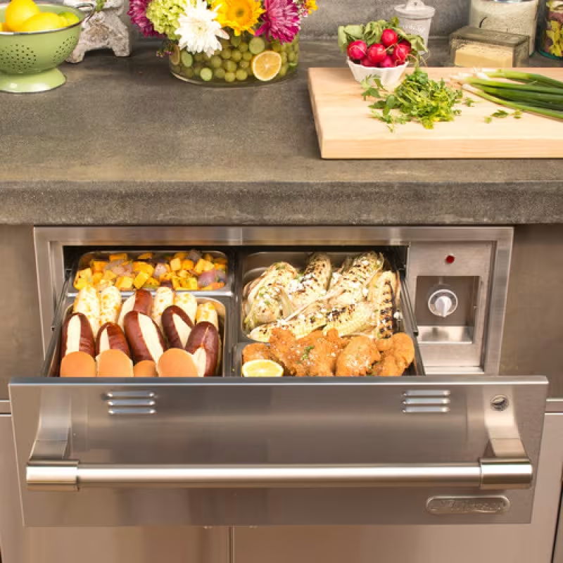 Alfresco 30 Inch Outdoor Electric Warming Drawer AXEWD 30 S5002 - Stainless Steel Food Warmer for BBQ, Parties & Outdoor Entertaining