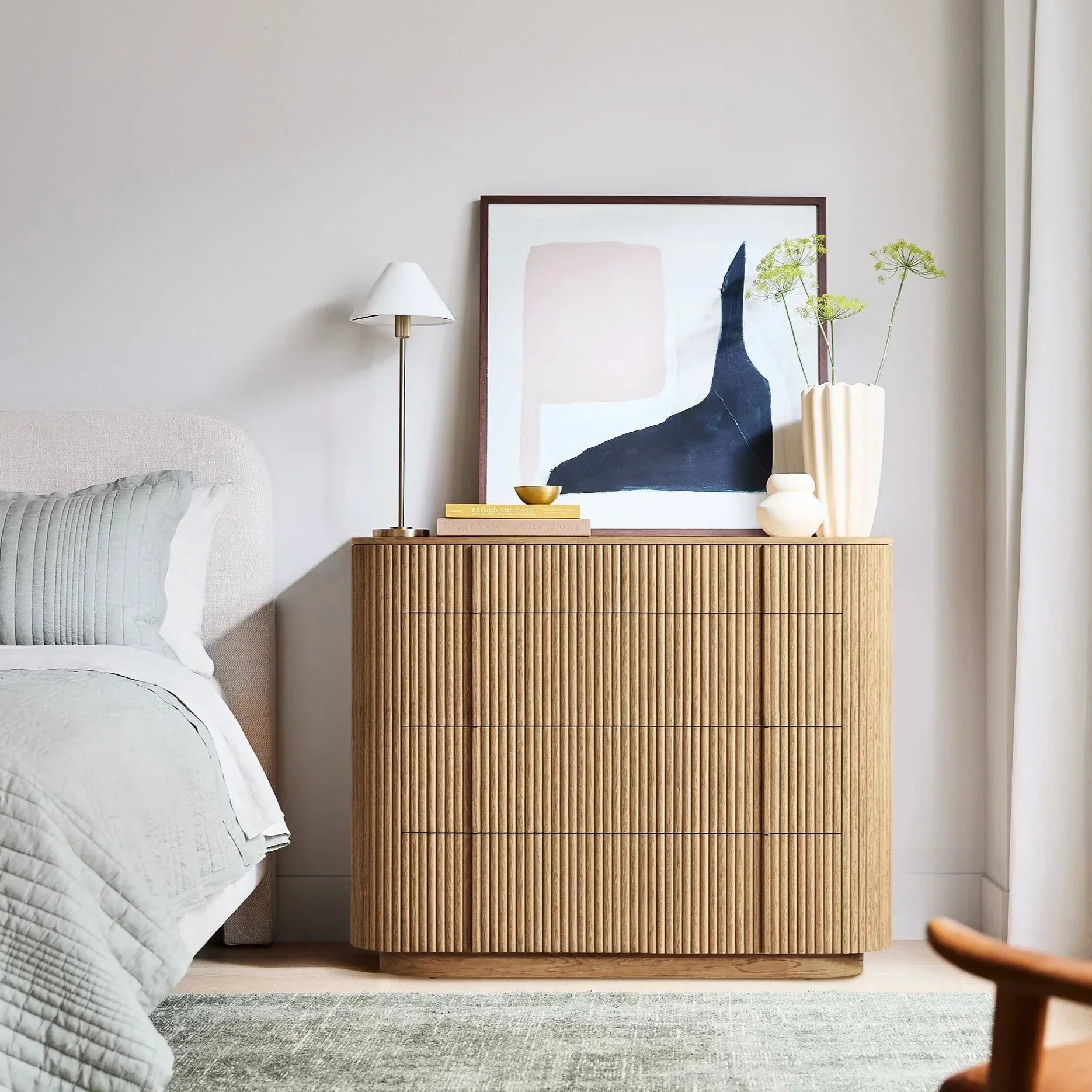 Mulholland Modern 5-Drawer Dresser - Stylish Wooden Cabinet for Bedroom Storage & Organization - Perfect for Home, Office, or Dorm Room Decor