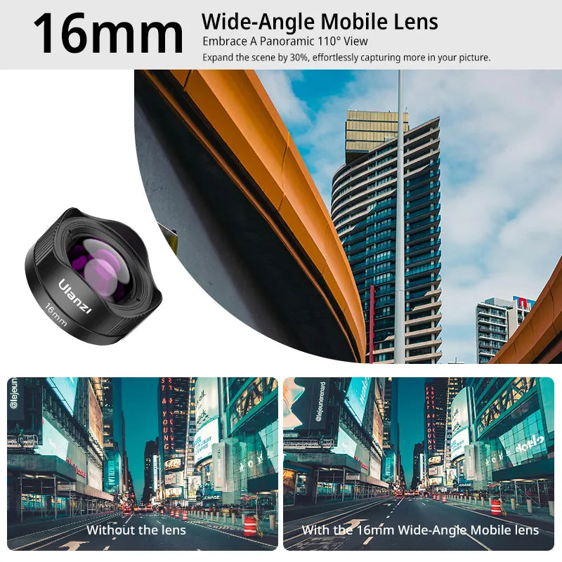 Ulanzi 4-in-1 Universal Phone Camera Lens Kit for iPhone, Samsung & Android Smartphones - Wide Angle, Macro, Fisheye & CPL Lenses for Photography, Vlogging & Travel