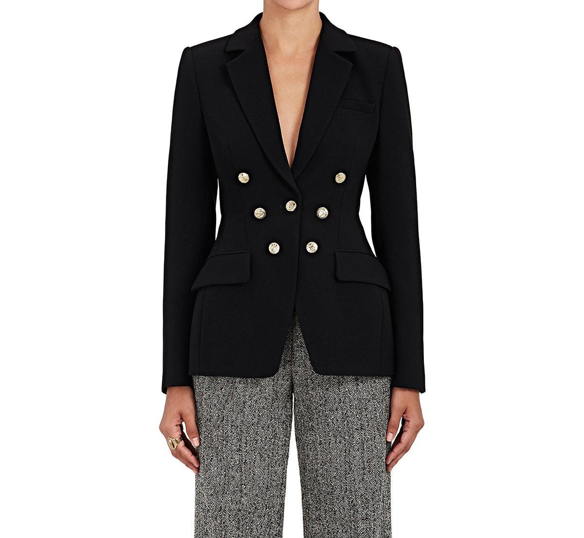 Altuzarra Ward Black Blazer with Gold Fox Buttons - Women's Elegant Formal Jacket for Office, Business Meetings & Special Occasions