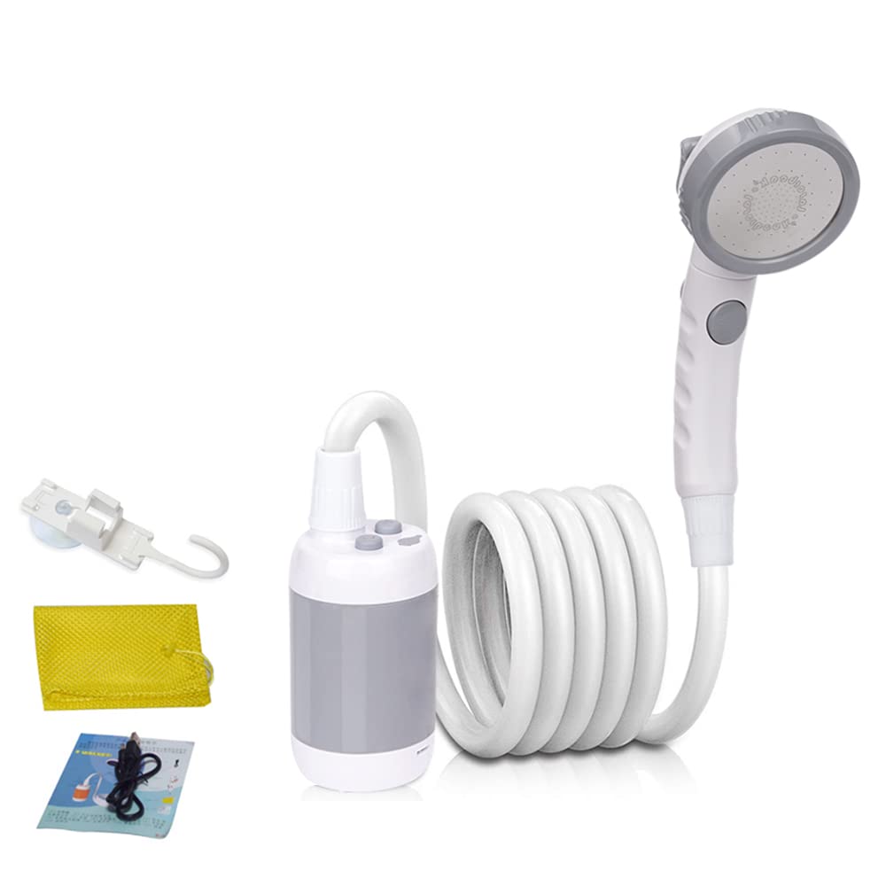 Portable Rechargeable Camp Shower - Outdoor Shower for Camping, Hiking, Beach & Pet Washing - Iron Hammer Battery Powered Shower Pump with USB Charging