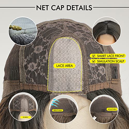 Brown Wavy Long Lace Front Wig with Highlights - Perfect for Cosplay, Daily Wear & Special Occasions
