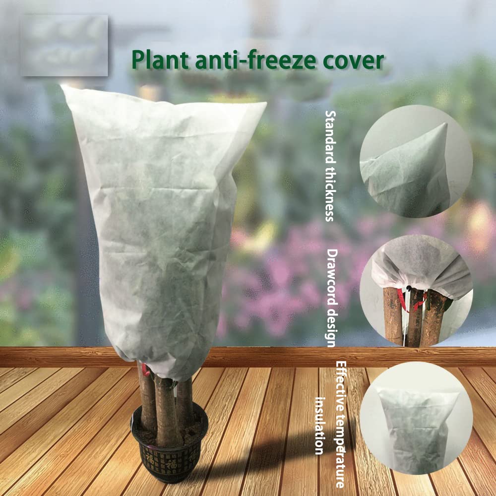 Multi-Size Plant Frost Protection Cover with Zipper & Drawstring - Winter Plant Blanket for Trees, Shrubs & Outdoor Plants - Cold Weather Wind & Frost Shield for Garden, Patio & Backyard
