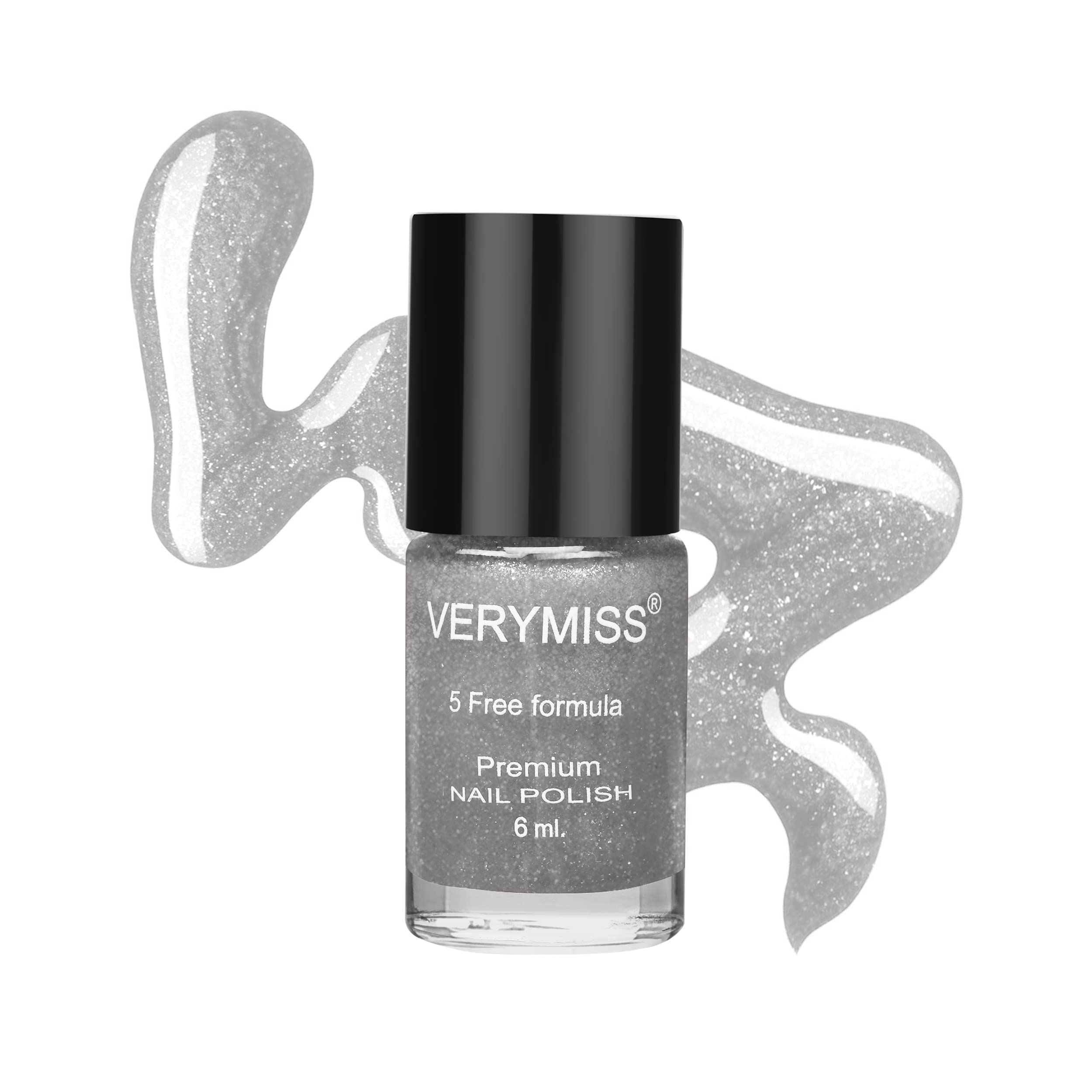 Verymiss Premium Shimmer Nail Polish - 203 Silver Shine | Long-Lasting Metallic Nail Lacquer for Women | Perfect for Parties, Weddings & Special Occasions