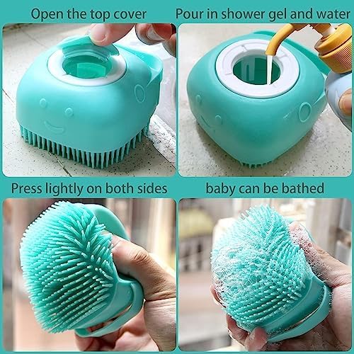 Silicone Body Scrubber with Soap Dispenser - Exfoliating Brush for Smooth Skin - Soft Bath Loofah for Babies, Kids, Women, Men & Pets - Yellow - Perfect for Shower, Spa & Gentle Exfoliation at Home