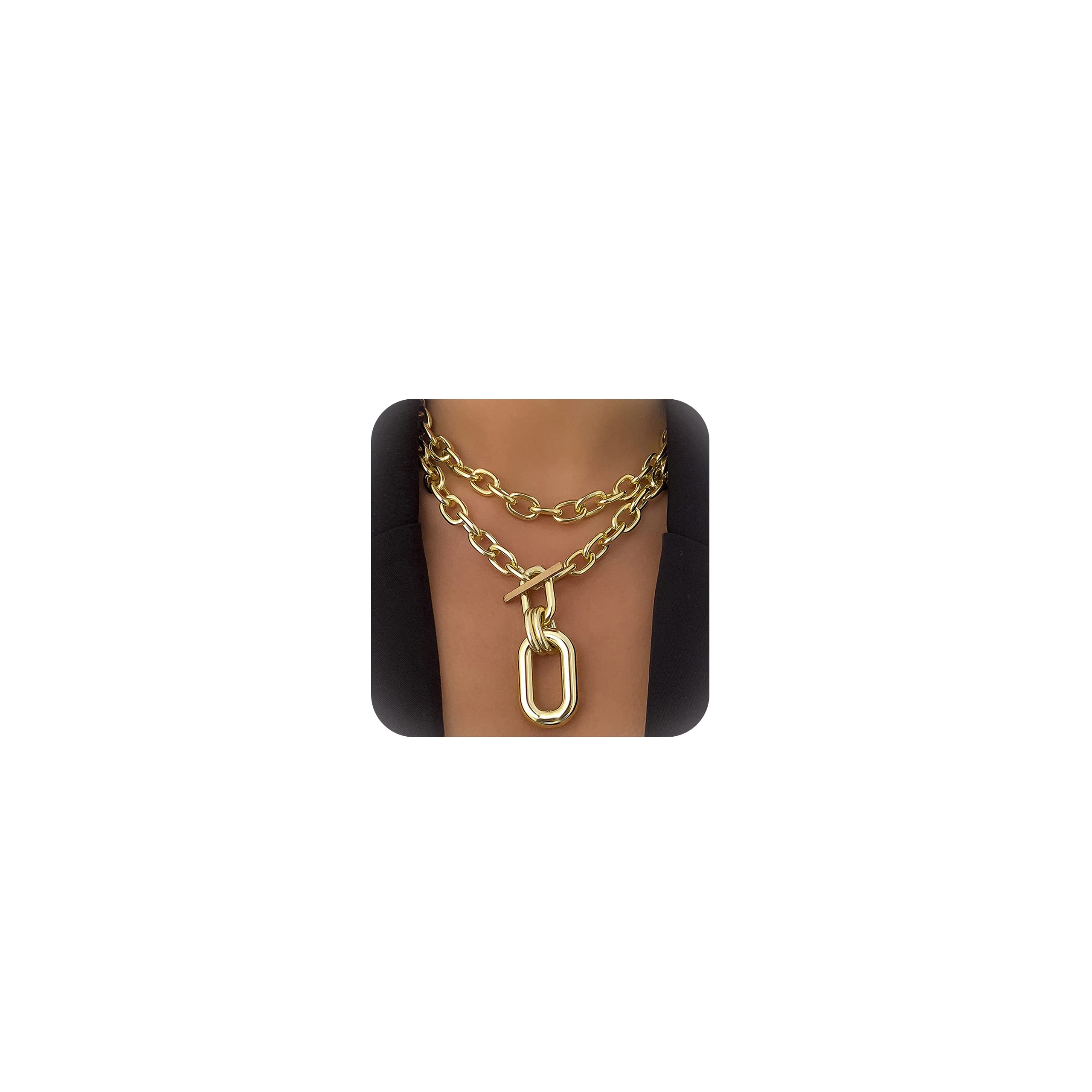 Chunky Gold Necklace for Women - Statement Layered Chain with Toggle Clasp | Elegant Jewelry Gift for Her | Perfect for Parties, Date Nights & Special Occasions