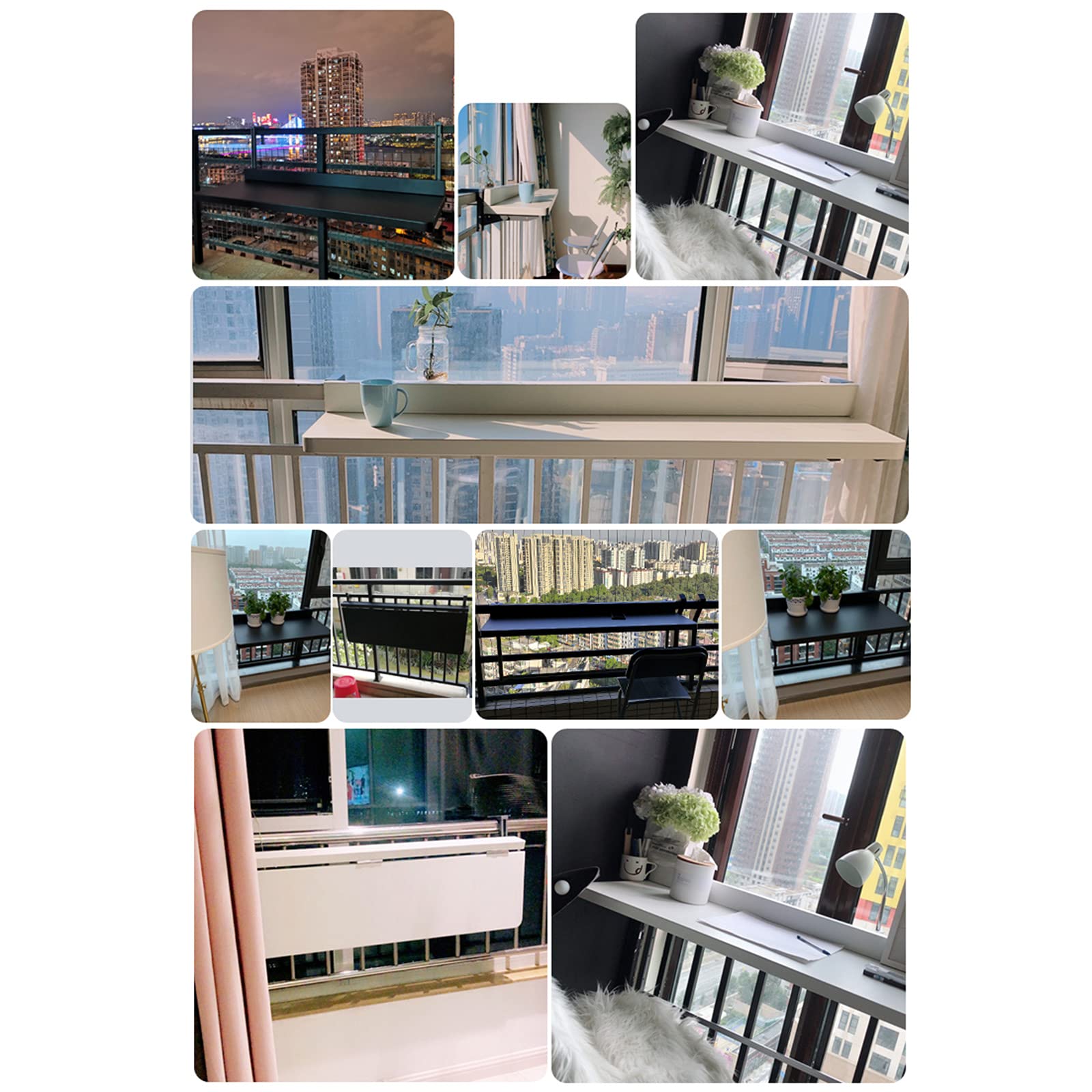 **Foldable Balcony Railing Hanging Table - Adjustable Height Outdoor Dining Table for Patio, Garden & Deck - Perfect for Small Space Dining, Coffee Breaks & Leisure Time**