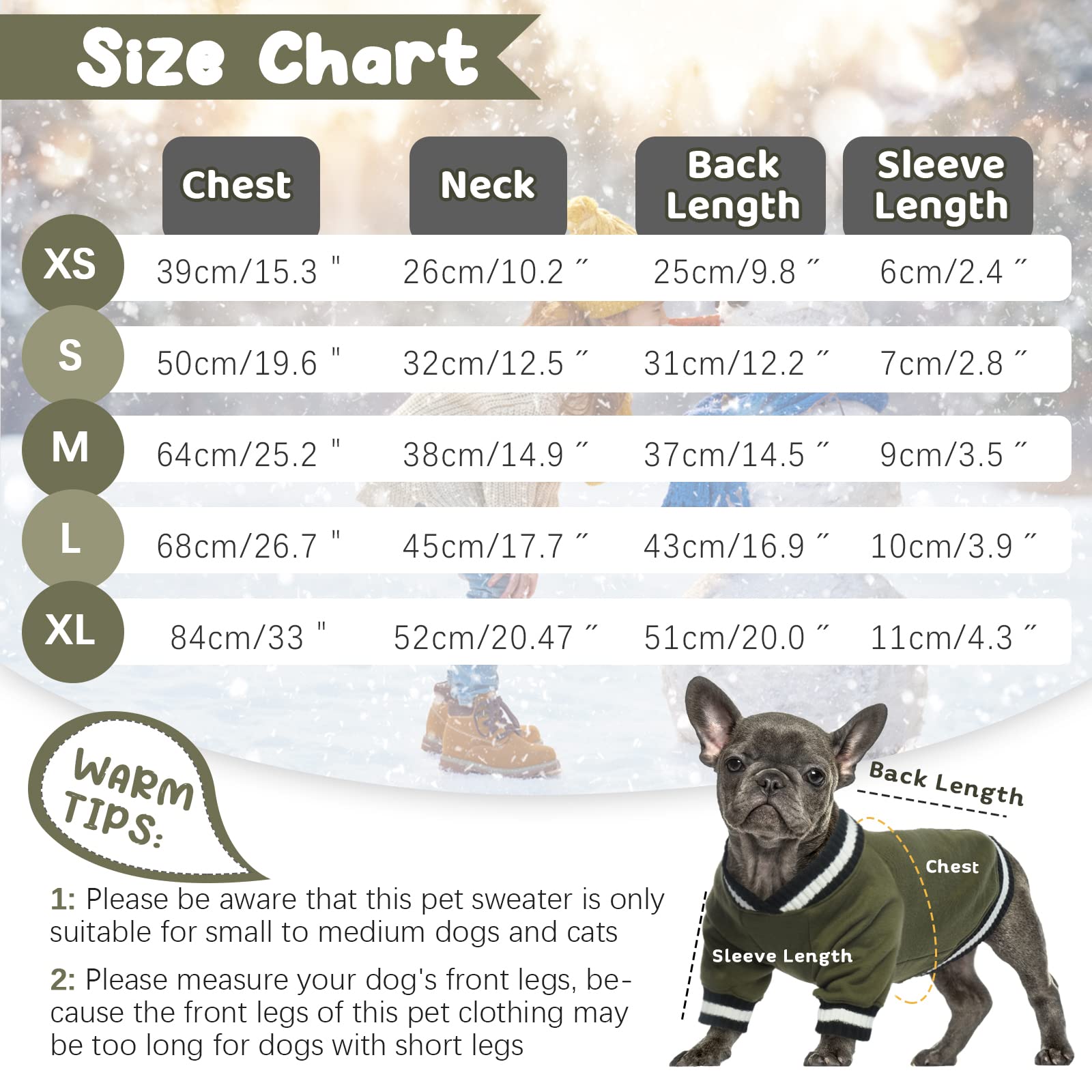 FUAMEY Warm Dog Pullover Sweatshirt - Fleece Winter Sweater for Small & Medium Dogs | Soft Pet Clothes for Puppies | Cute Green Outfit for Doggie Boys & Girls | Perfect for Cold Weather Walks & Indoor Coziness