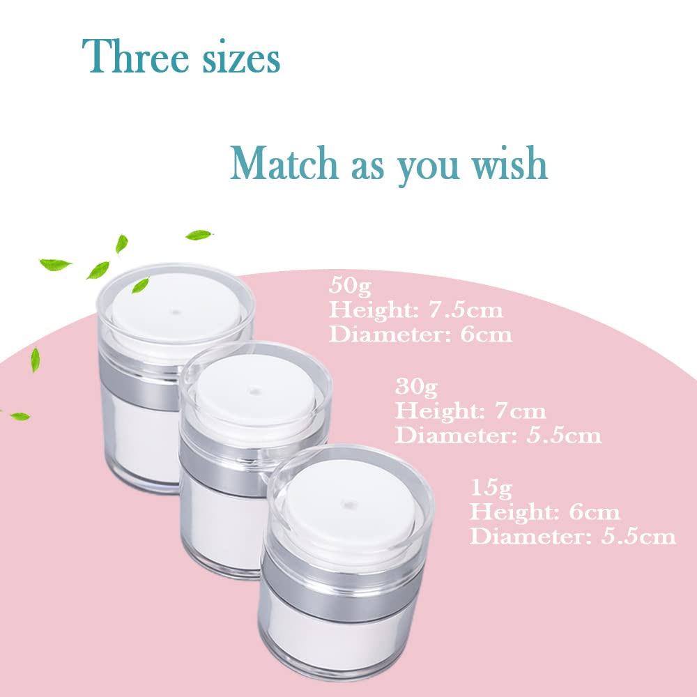 Airless Pump Bottles 15ml 30ml 50ml - Refillable Cosmetic Containers for Lotions, Creams & Serums | Leak-Proof Travel-Friendly Makeup Dispenser | Perfect for Skincare Routine & On-the-Go Use