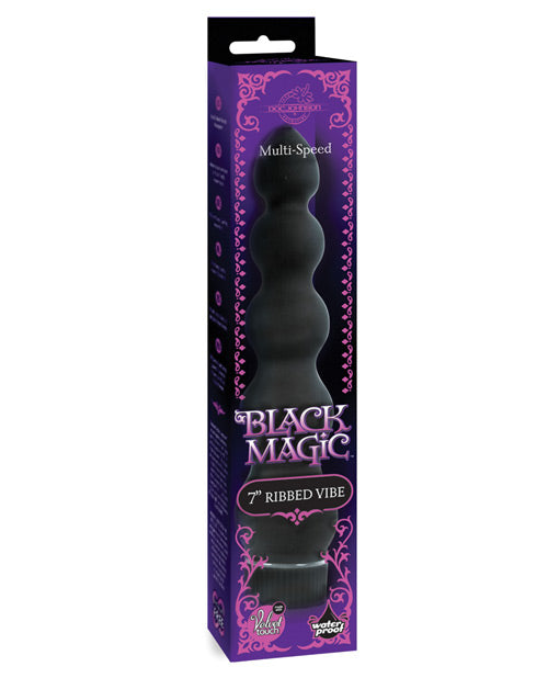 Black Magic Ribbed Waterproof Vibrator 7 Inch - Powerful Adult Toy for Couples & Solo Play - Waterproof Design for Shower & Bath Use