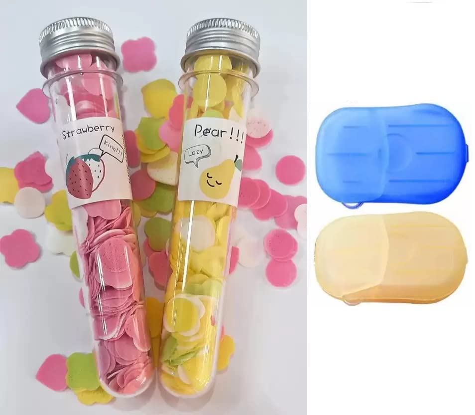Premium Moisturizing Paper Thin Hand Soap Sheets (Pack of 2 Tubes + 2 Storage Boxes) - Travel Essentials for Men & Women - Compact & Portable for Camping, Airports, and Outdoor Adventures