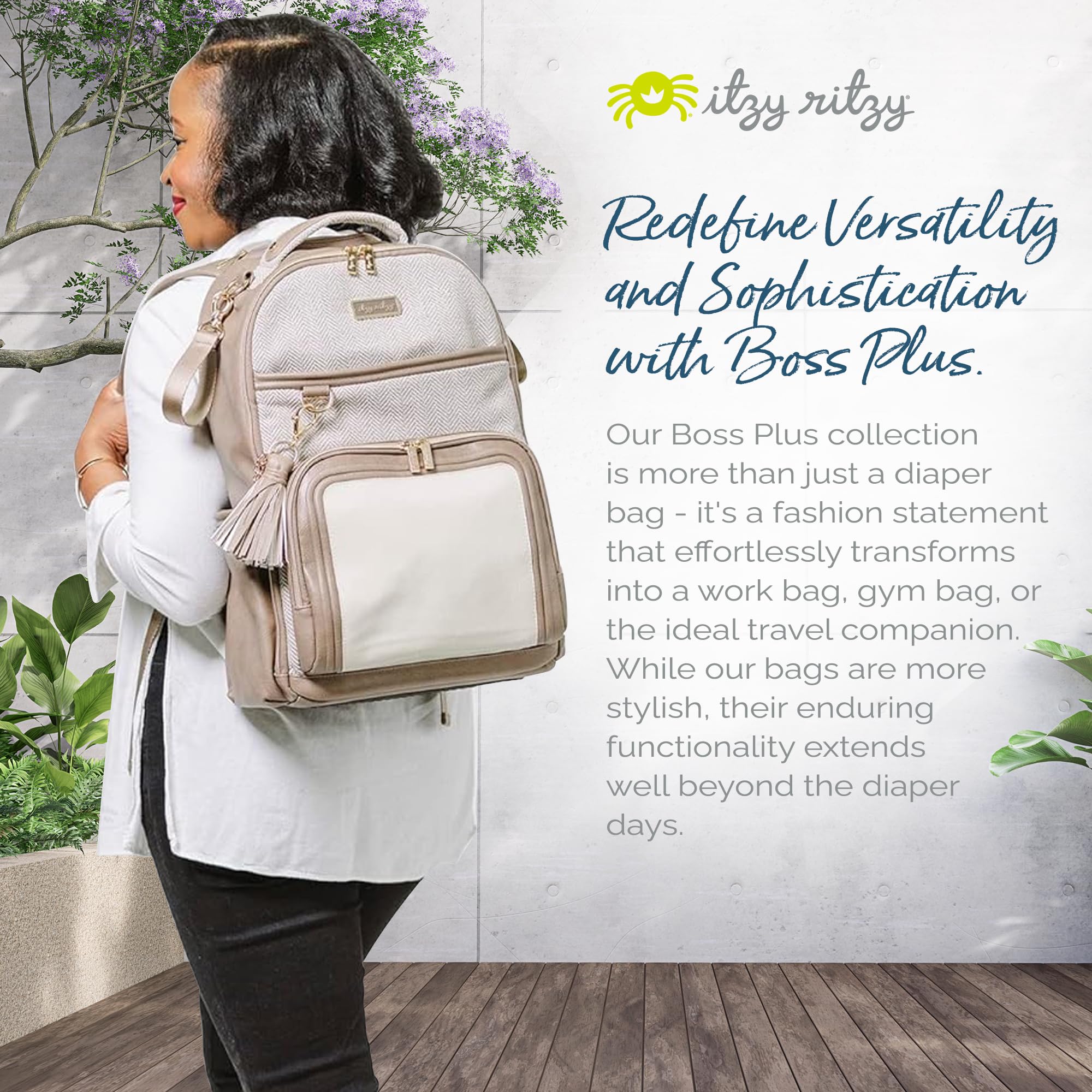 Itzy Ritzy Diaper Bag Backpack - Large Capacity Baby Backpack with 19 Pockets, Changing Pad & Stroller Clips | Comfortable Shoulder Straps | Vanilla Latte | Perfect for Moms, Travel & Daily Use with Baby Essentials