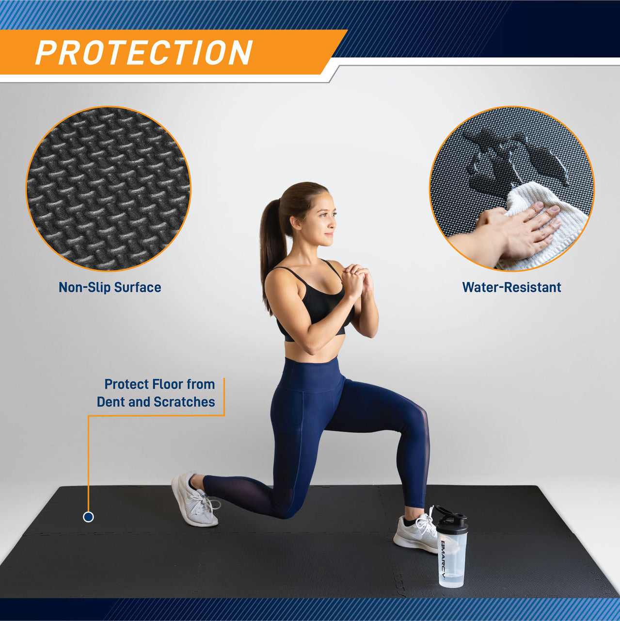 Premium High-Impact Flooring Mat - Marcy MAT 20 Exercise & Gym Floor Protection for Home & Commercial Use - Shock Absorbent, Durable & Non-Slip Workout Mat for Weightlifting, Cardio & Fitness Training