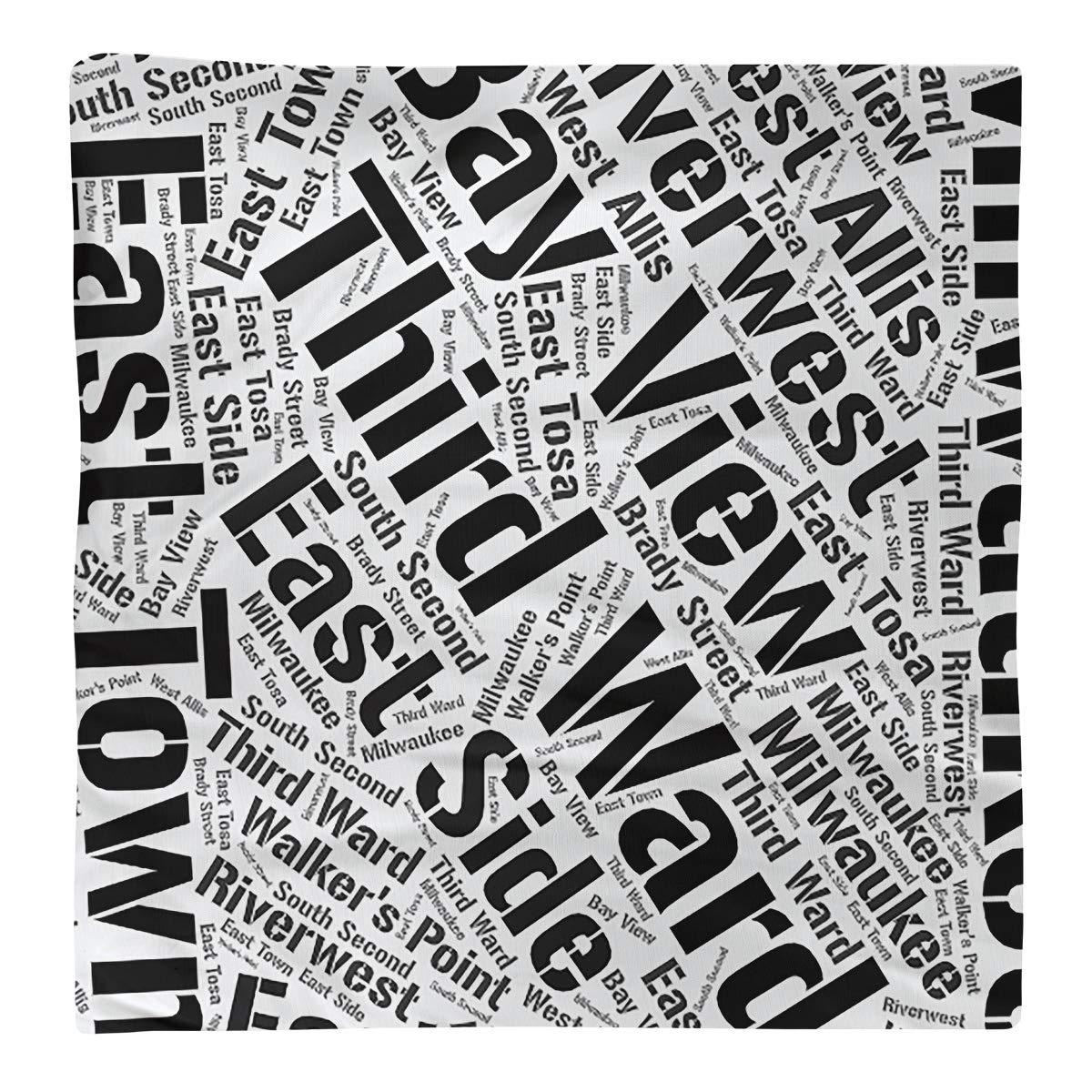 Rand Cites Milwaukee Wisconsin Districts Word Art Black Dinner Napkins - Elegant 16x16 Inch Cotton Linen Napkins for Formal Dining, Wedding Reception & Holiday Table Decor