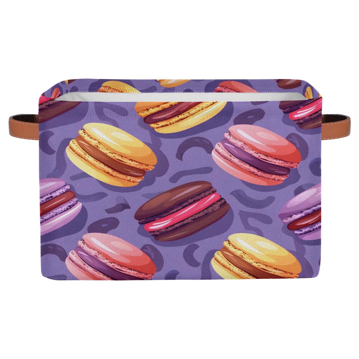 Macaron Purple Large Storage Baskets with Handles - 2 Pack Fabric Closet Organizers for Shelves, Decorative Collapsible Bins for Home Organization - Perfect for Clothes, Toys & Bedroom Storage