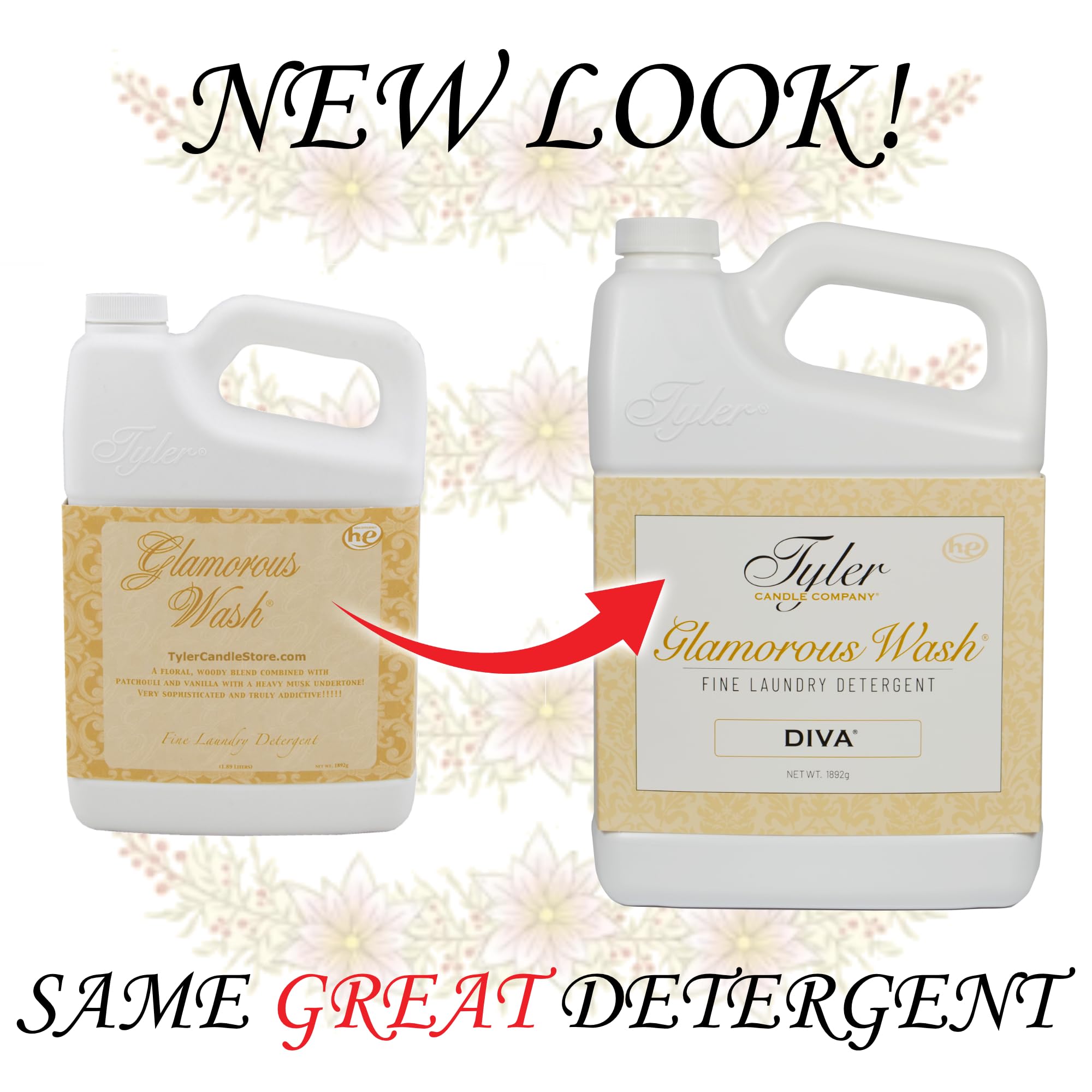 Tyler Candle Glamorous Wash Laundry Detergent - 64 oz Diva Bundle with Mixer Melts, Autoglam Freshener & Degreaser Pen | Luxury Scented Laundry Care for Clothes, Linens & Home | Perfect for Everyday Laundry, Special Fabrics & Car Interior Refresh