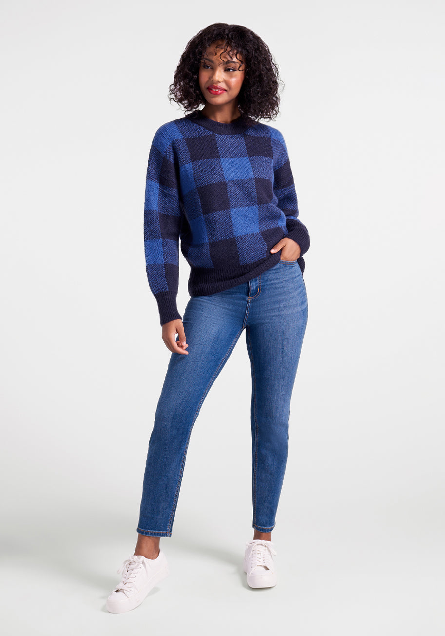 Check Magnet Sweater - Stylish Magnetic Closure Cardigan for Women | Perfect for Office, Travel & Casual Wear
