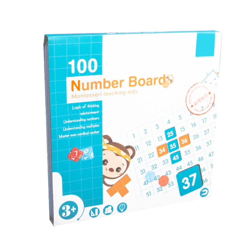 POPETPOP Wooden Montessori Hundred Board 1-100 Number Learning Toy for Kids - Early Math Educational Game with Blocks for Toddlers & Preschoolers - Perfect for Homeschooling & Classroom Activities