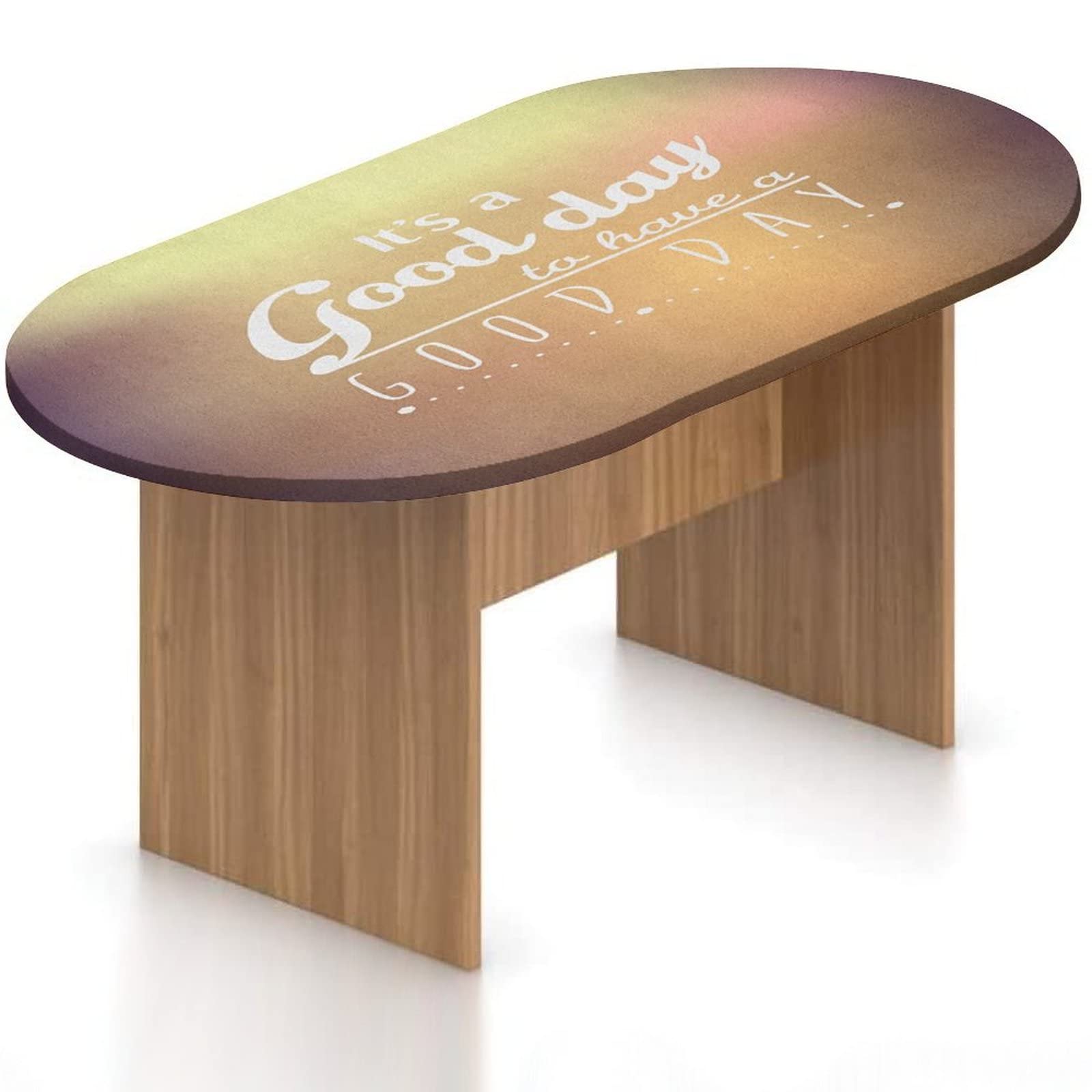 Motivational Elastic Polyester Fitted Tablecloth with Good Day Quote - MIPSEC Oval Table Cover for 36x48 Inch Tables - Perfect for Dining Room & Kitchen Decor, Family Gatherings and Dinner Parties