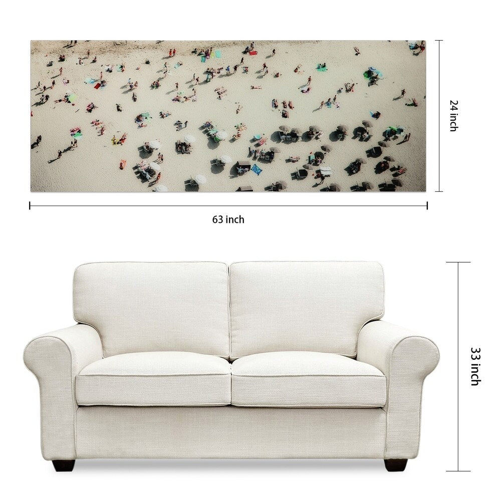 Frameless Free Floating Tempered Glass Panel Wall Art - Beach Day Design - Perfect for Living Room, Bedroom & Office Decor
