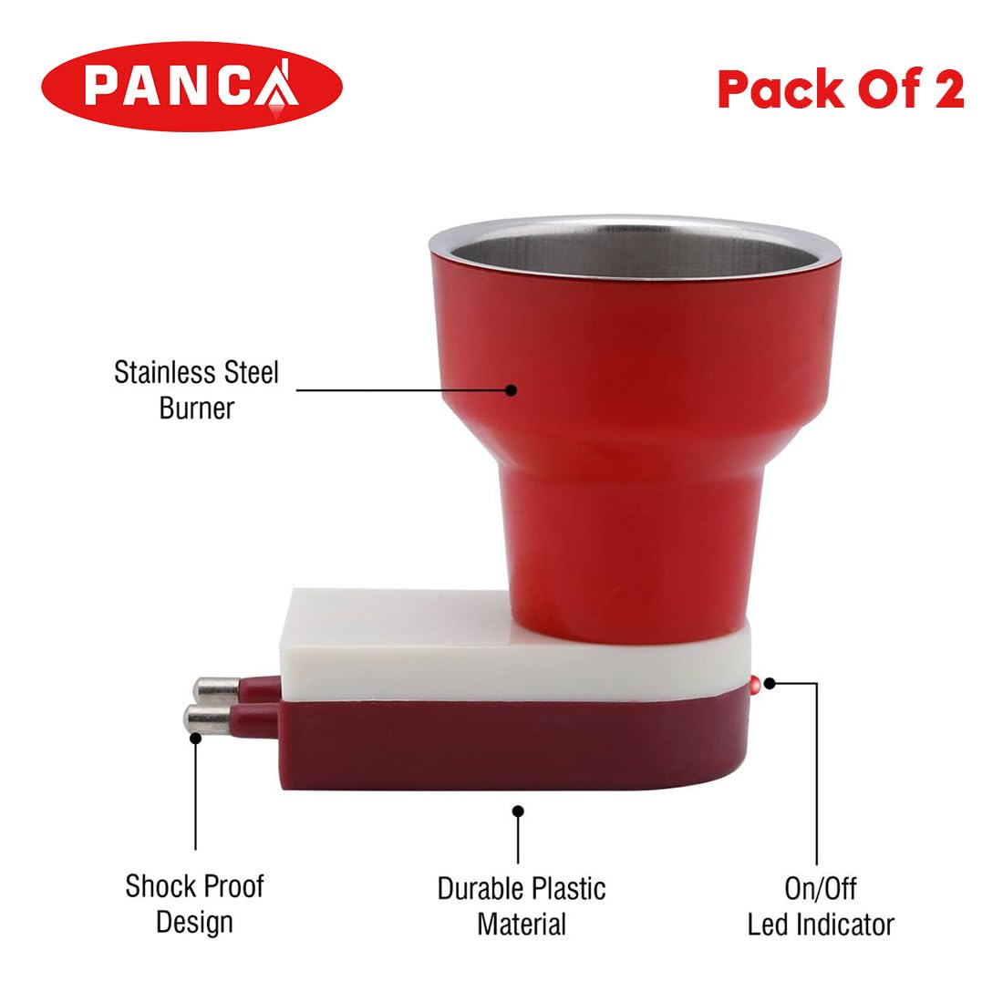 Premium Electric Camphor Diffuser for Home - Bakhoor Burner & Aroma Diffuser for Puja, Meditation & Relaxation - Red (Pack of 2) - Perfect for Yoga Rooms, Prayer Spaces & Aromatherapy Sessions