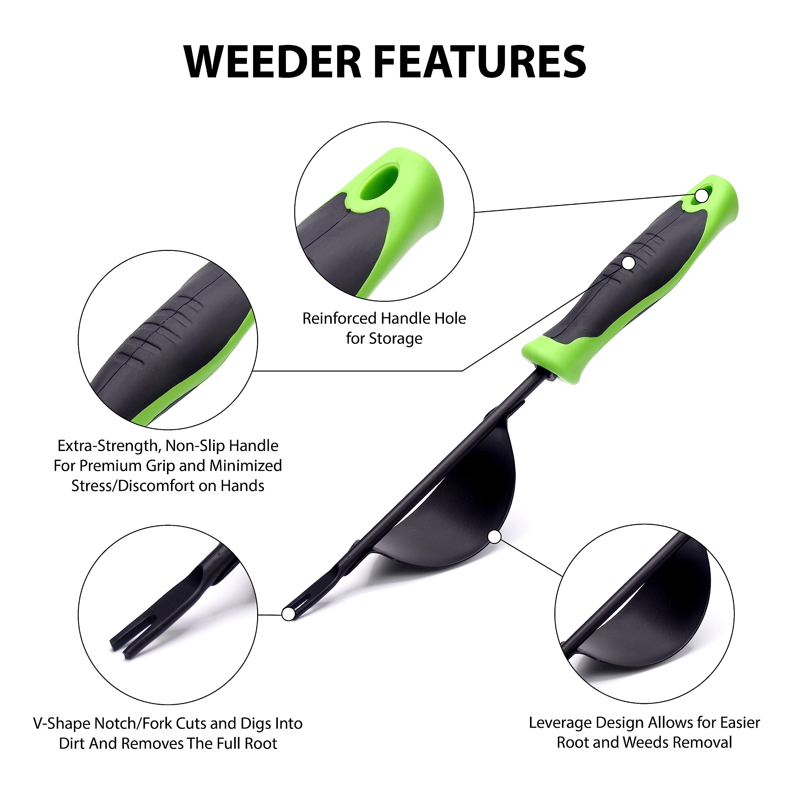 Heavy-Duty Weeding Tool - Leverage Design Weed Puller with Ergonomic Handle & V-Shaped Fork for Deep Root Removal - Perfect for Garden, Lawn, and Yard Maintenance
