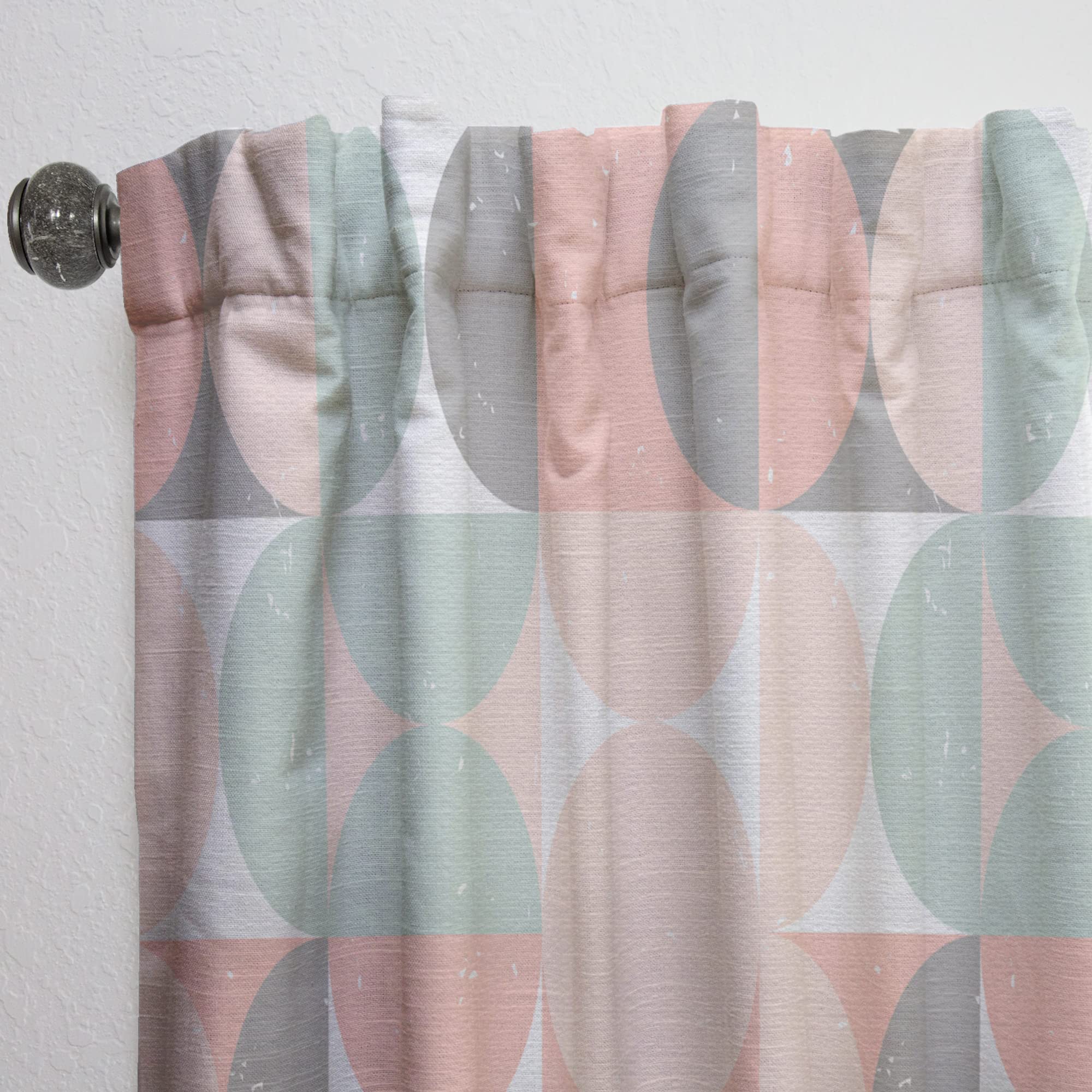 DesignQ Retro Pastel Circular Pattern II Thermal Insulated Curtains - Single Panel 52x90 Inches - Elegant Window Treatments for Bedroom & Living Room | Perfect for Home Decor, Light Control & Privacy