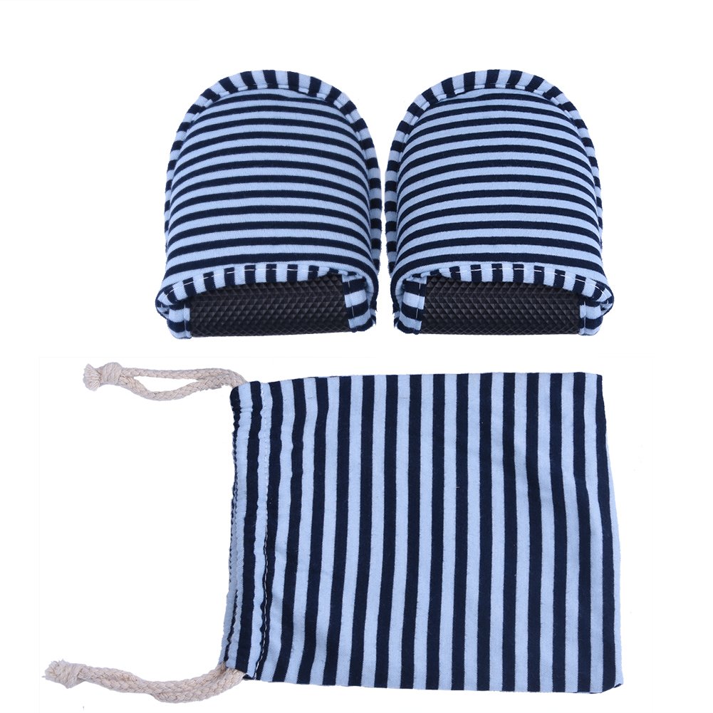 Foldable Travel Slippers for Indoor & Bedroom Use - Soft Cotton Anti-Slip House Shoes for Men & Women | Comfortable SPA, Hotel & Guest Slippers | Portable & Reusable Home Footwear (Blue Stripes) - Perfect for Travel, Lounging & Home Relaxation