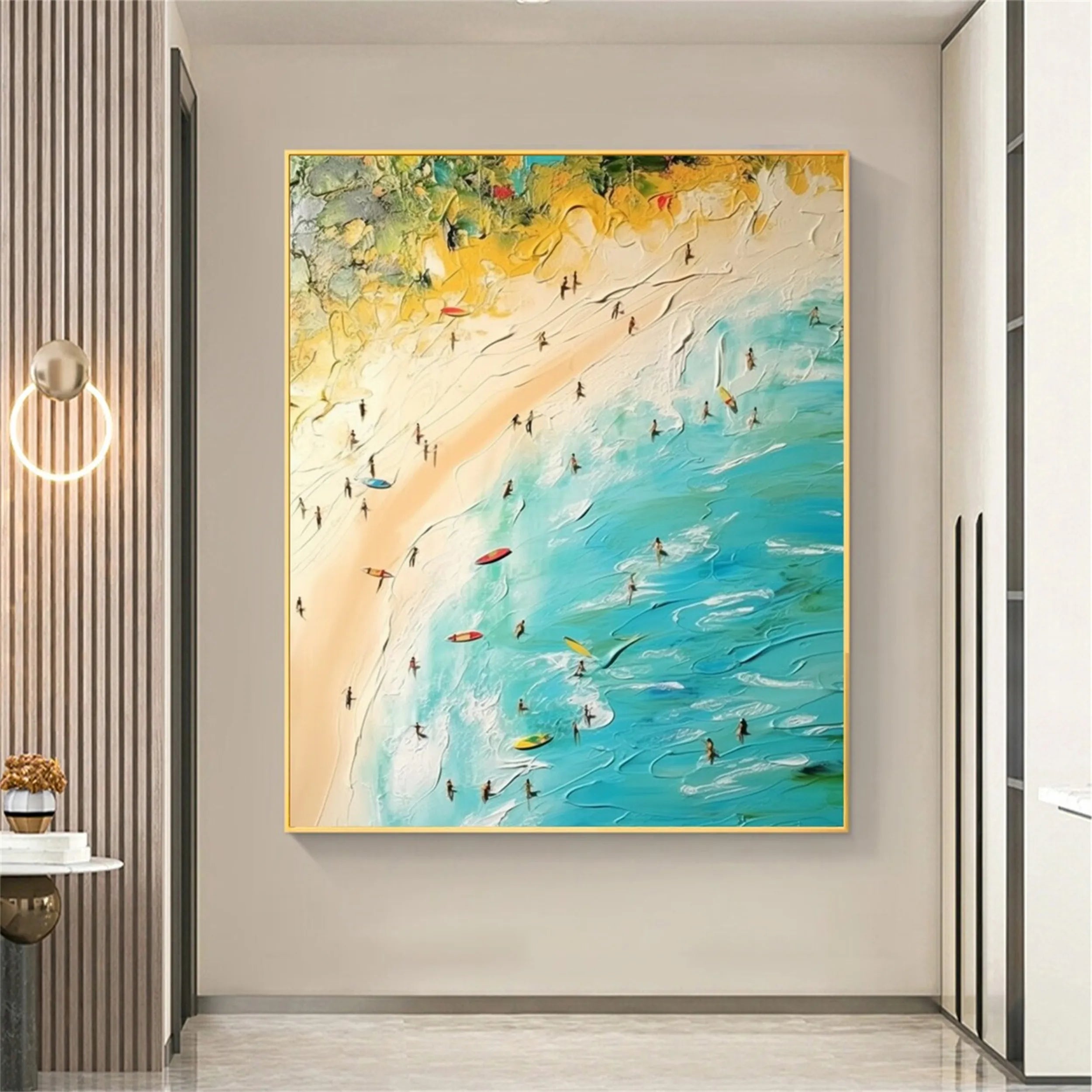 Seascape and Snowy Peak Landscape Painting - Premium Wall Art Decor for Living Room, Bedroom, Office #SP027