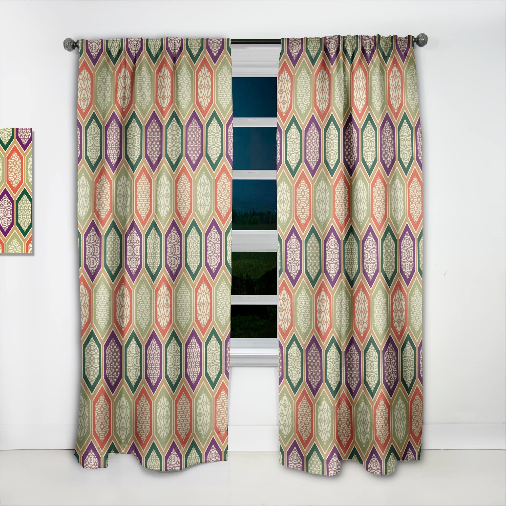 DesignQ Traditional Japanese Pattern Thermal Insulated Curtains - Single Panel 52x63 - Elegant Window Drapes for Bedroom & Living Room | Perfect for Home Decor, Privacy & Temperature Control
