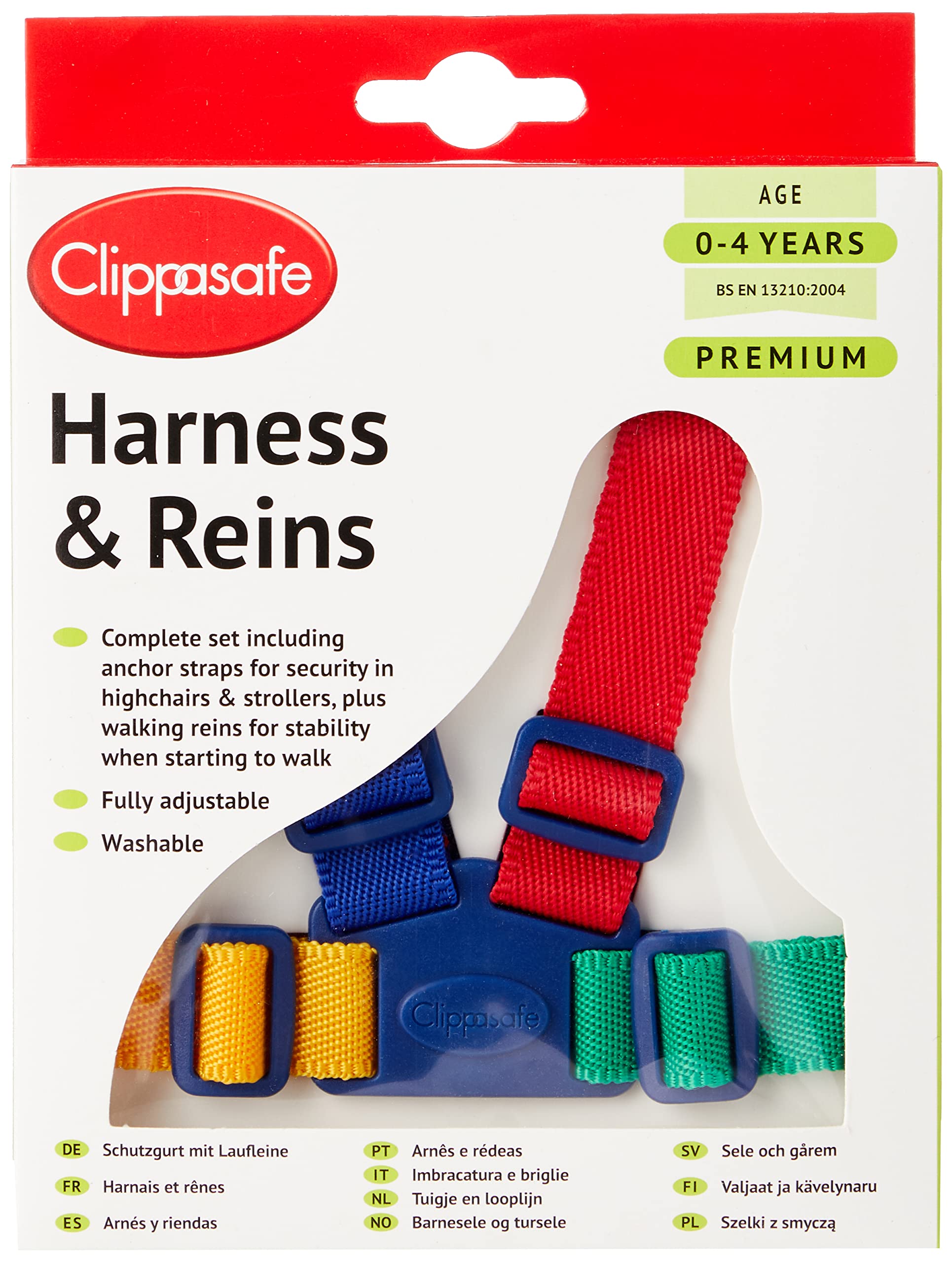 Clippasafe Easy Wash Adjustable Baby Harness and Reins Set - Multicolor for Toddler Safety | Perfect for Walking, Shopping & Travel