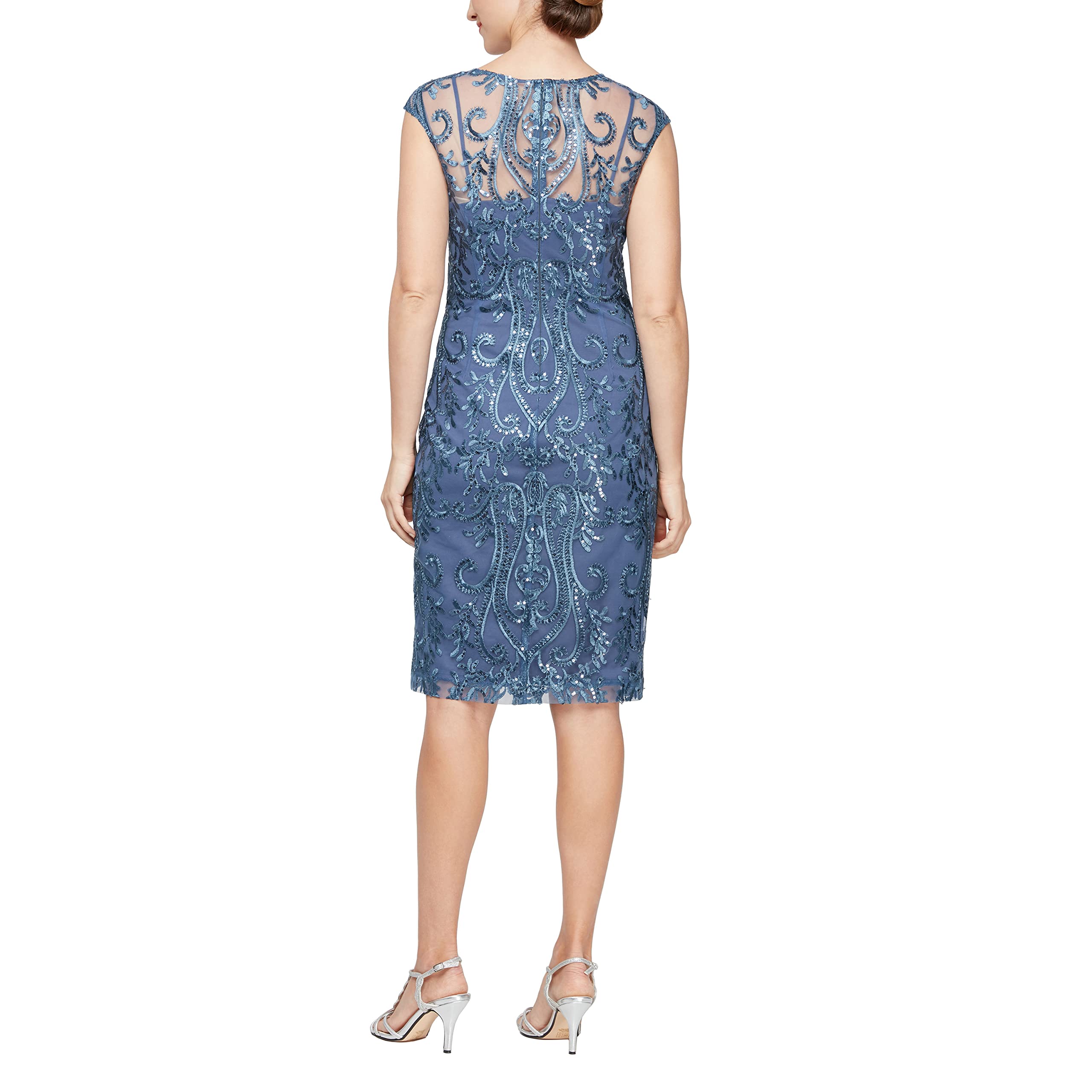 Alex Evenings Women's Knee Length V-Neck Cocktail Dress - Elegant Mother of The Bride & Special Occasion Outfit (Petite & Regular Sizes) | Perfect for Weddings, Parties & Formal Events