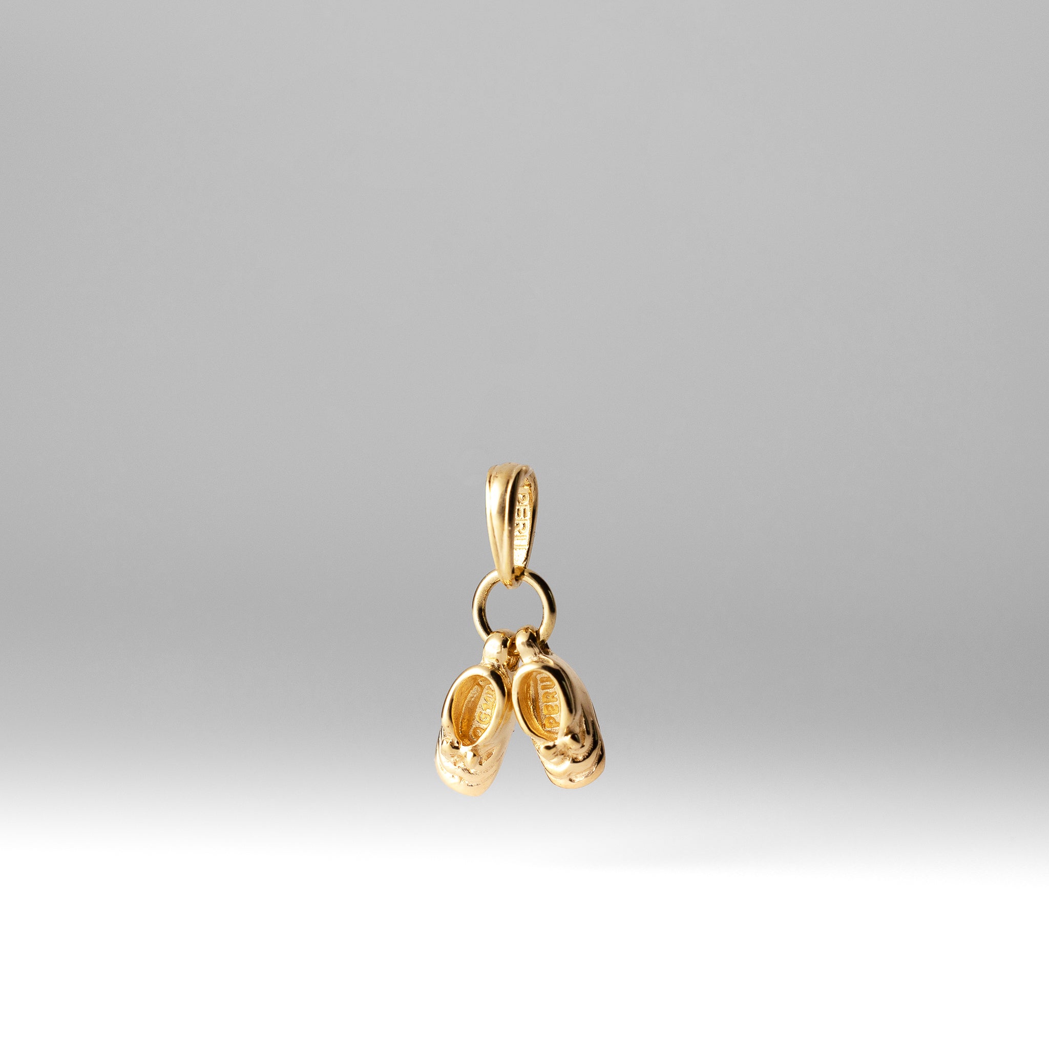 3D Gold Baby Shoes Charm - Adjustable & Moveable Pendant (Model D1731) for Jewelry Making, Baby Shower Gifts & Keepsakes