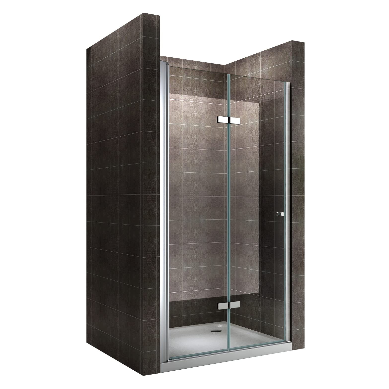 Frameless Single Folding Shower Door Enclosure - 6mm ESG Tempered Safety Glass - Clear Glass Bathroom Upgrade for Small Spaces - Perfect for Apartments, Tiny Homes & Modern Bathrooms
