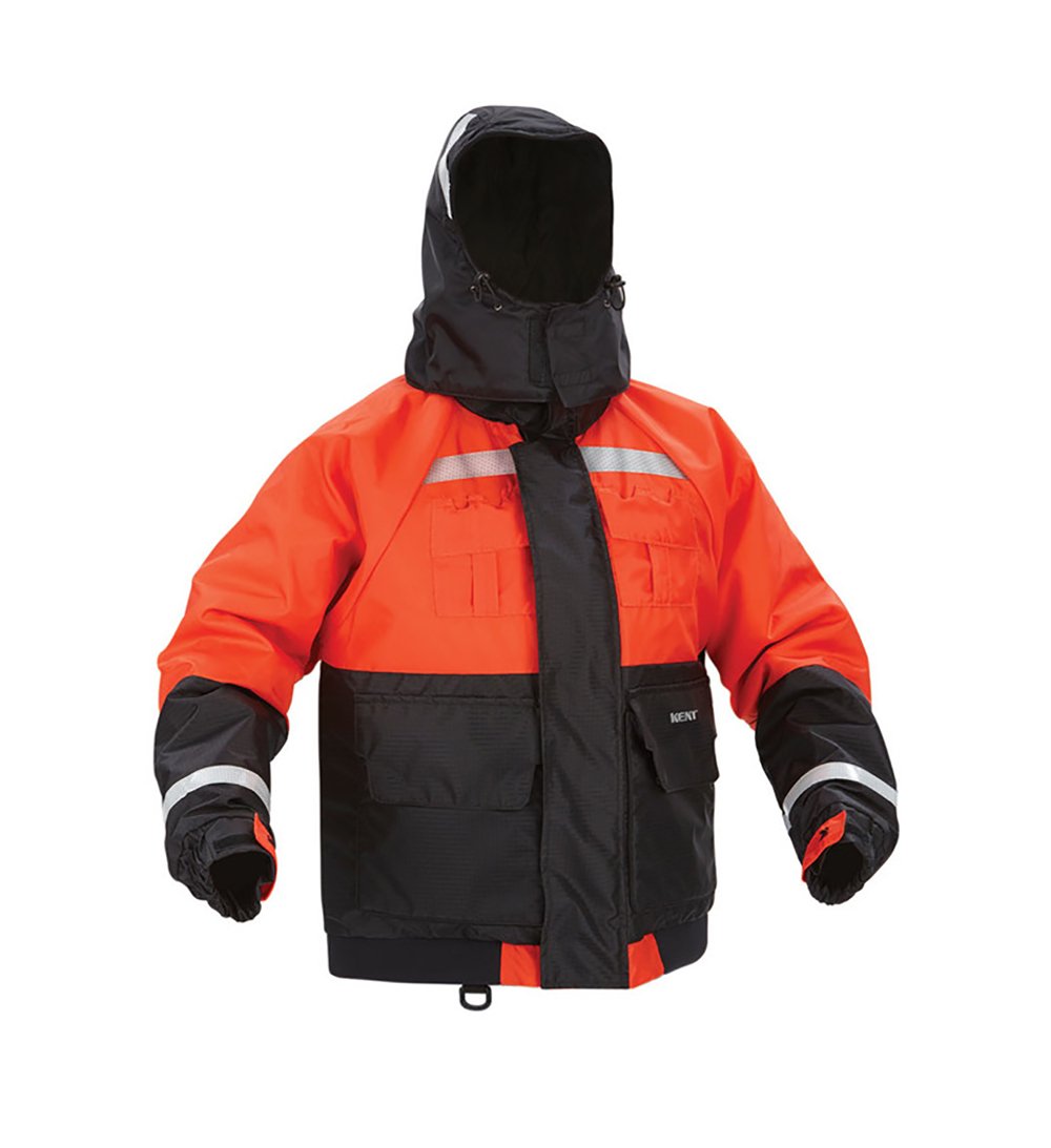 KENT SAFETY 151800-200-020-13 Deluxe Orange Hooded Flotation Jacket - Water Safety Gear for Boating, Fishing & Marine Activities