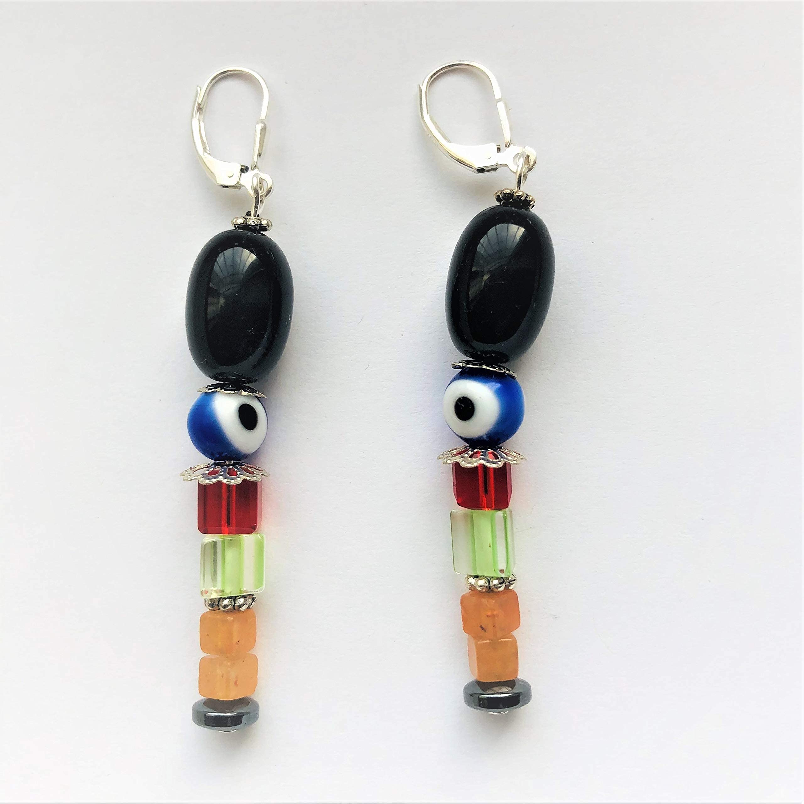 Sterling Silver Nutcracker Ballet Beaded Soldier Earrings - Red, Royal Blue, Orange & Black - Christmas Holiday Jewelry Gift for Disney Fans - Perfect for Parties, Cosplay & Festive Occasions