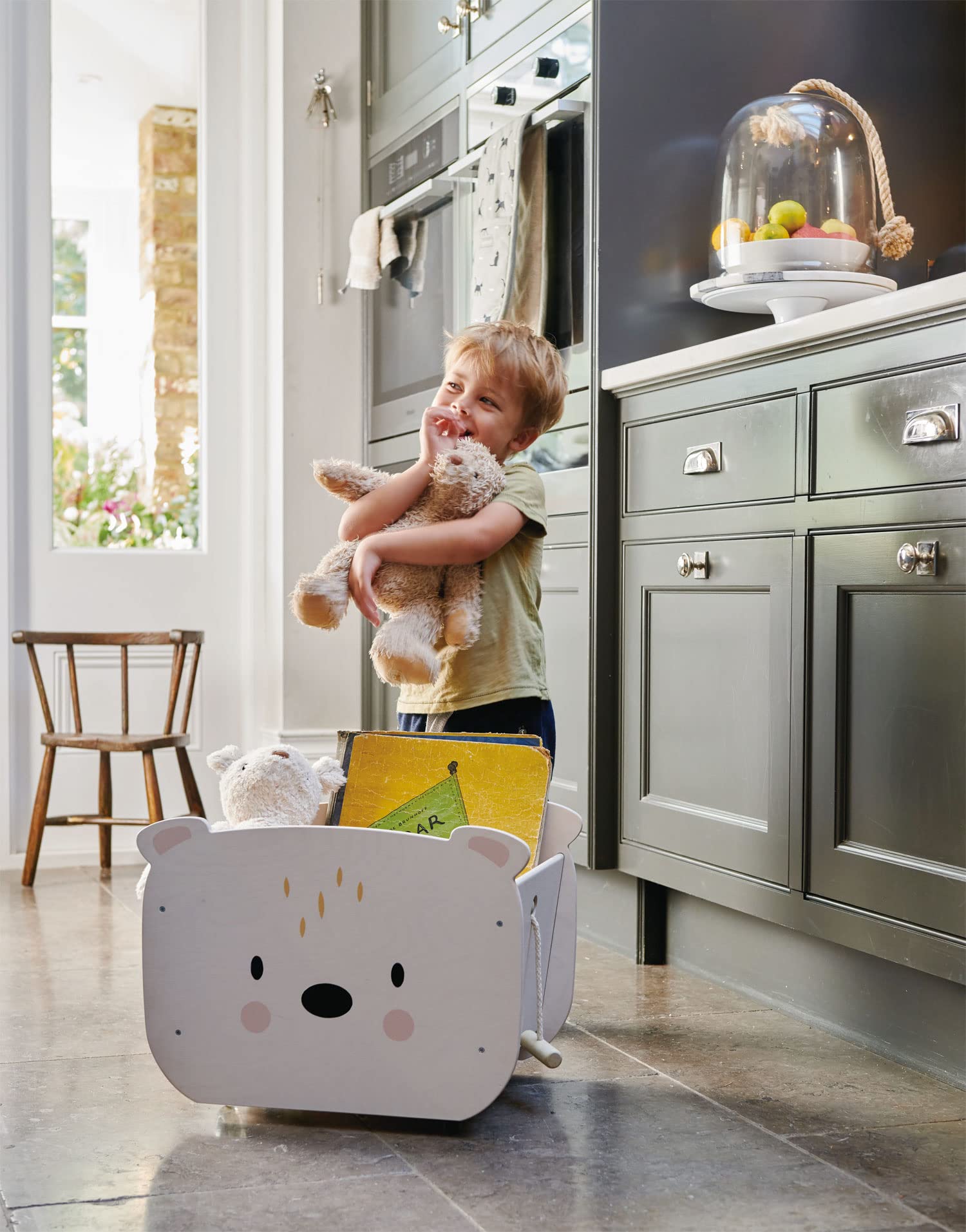 Tender Leaf Toys Wooden Pull Along Bear Cart for Toddlers - Wheels for Moving Play, Toy Storage Box - Best Gift for Kids 3+ Years Old - Perfect for Indoor Playrooms, Preschool Learning & Travel Toys