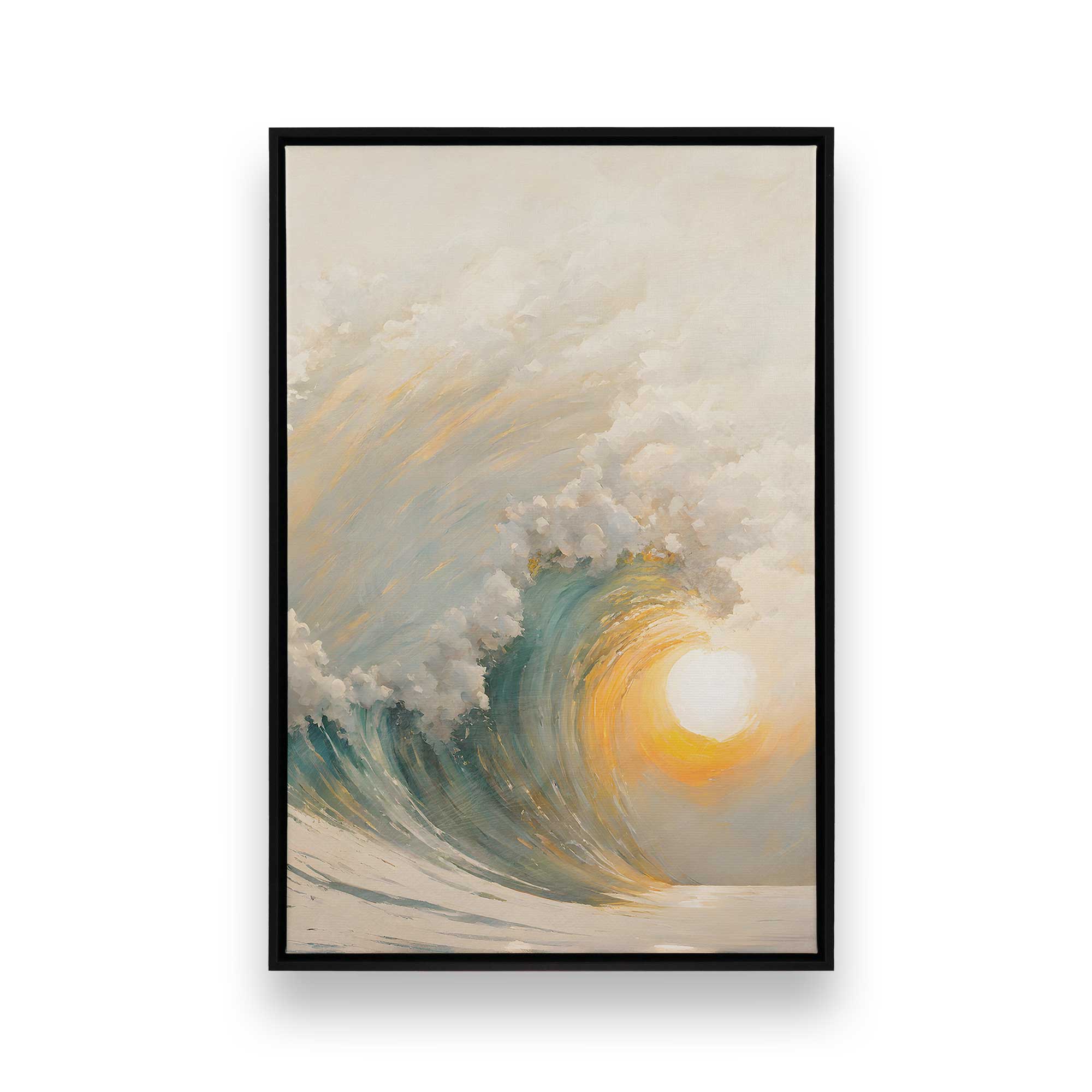Golden Waves at Sunset II Canvas Wall Art Print - Coastal Beach Decor for Living Room, Bedroom & Office