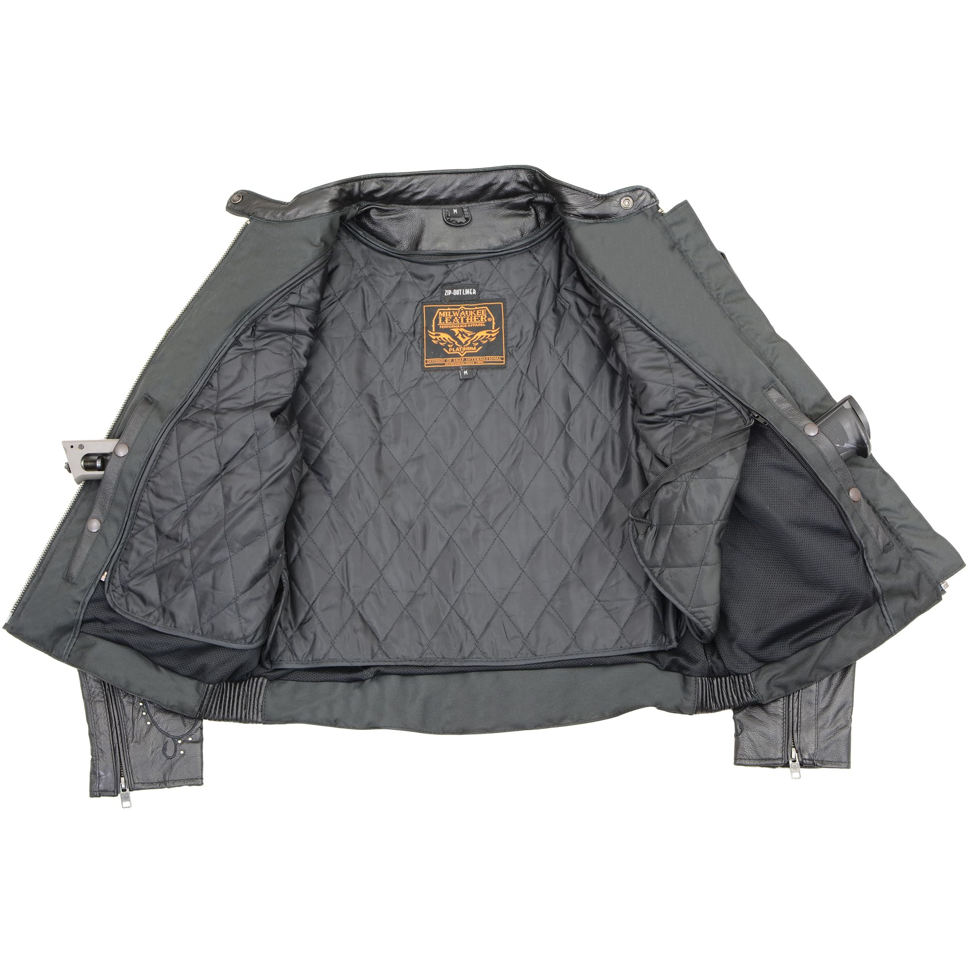 Milwaukee Leather Women's Black Embroidered Wing & Stud Design Scooter Jacket ML1952 - Stylish Motorcycle Riding & Casual Wear for Women